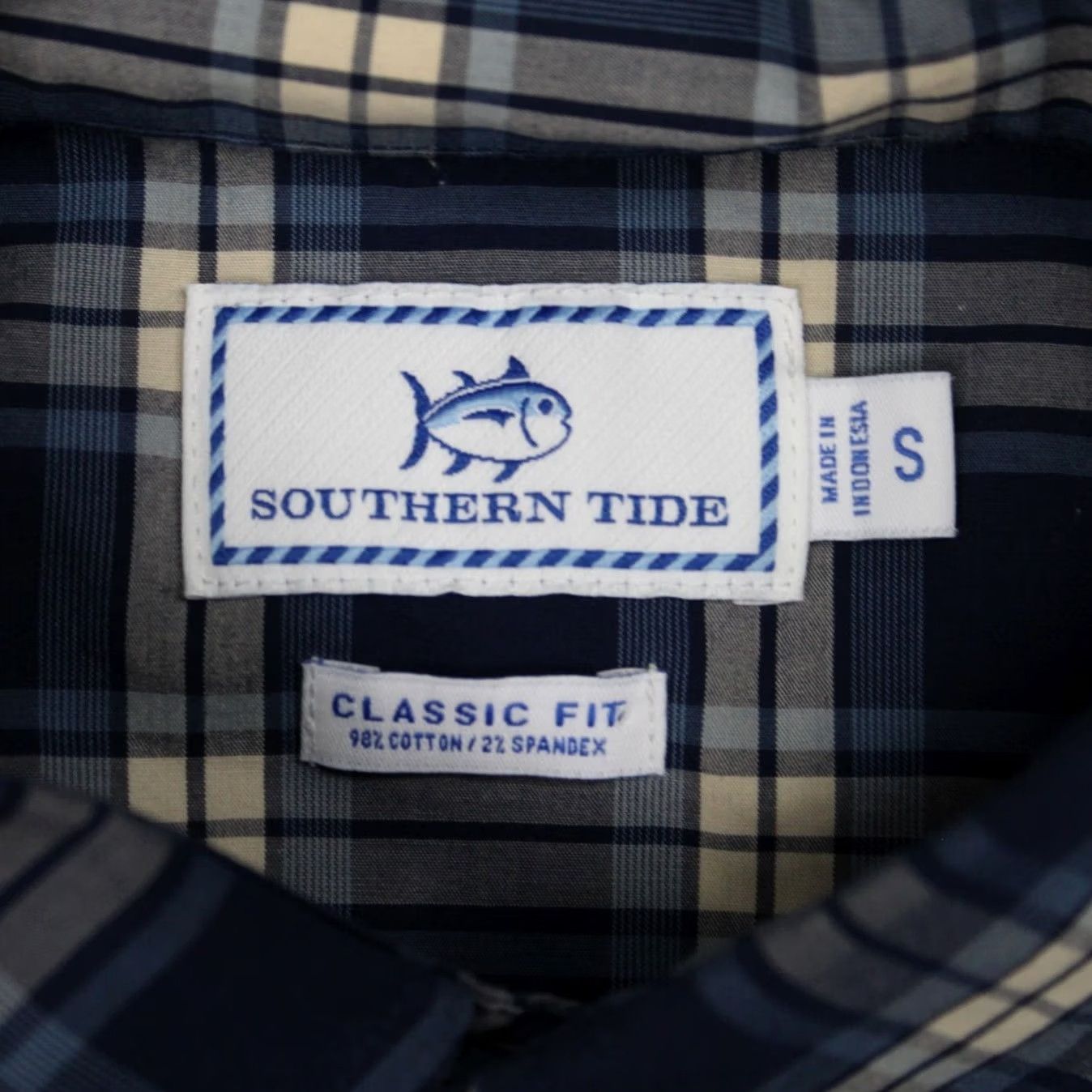 Southern Tide Southern Tide Shirt Mens Small Blue/ tan Cotton Stretch L/S Button-Up Size US S / EU 44-46 / 1 - 7 Thumbnail