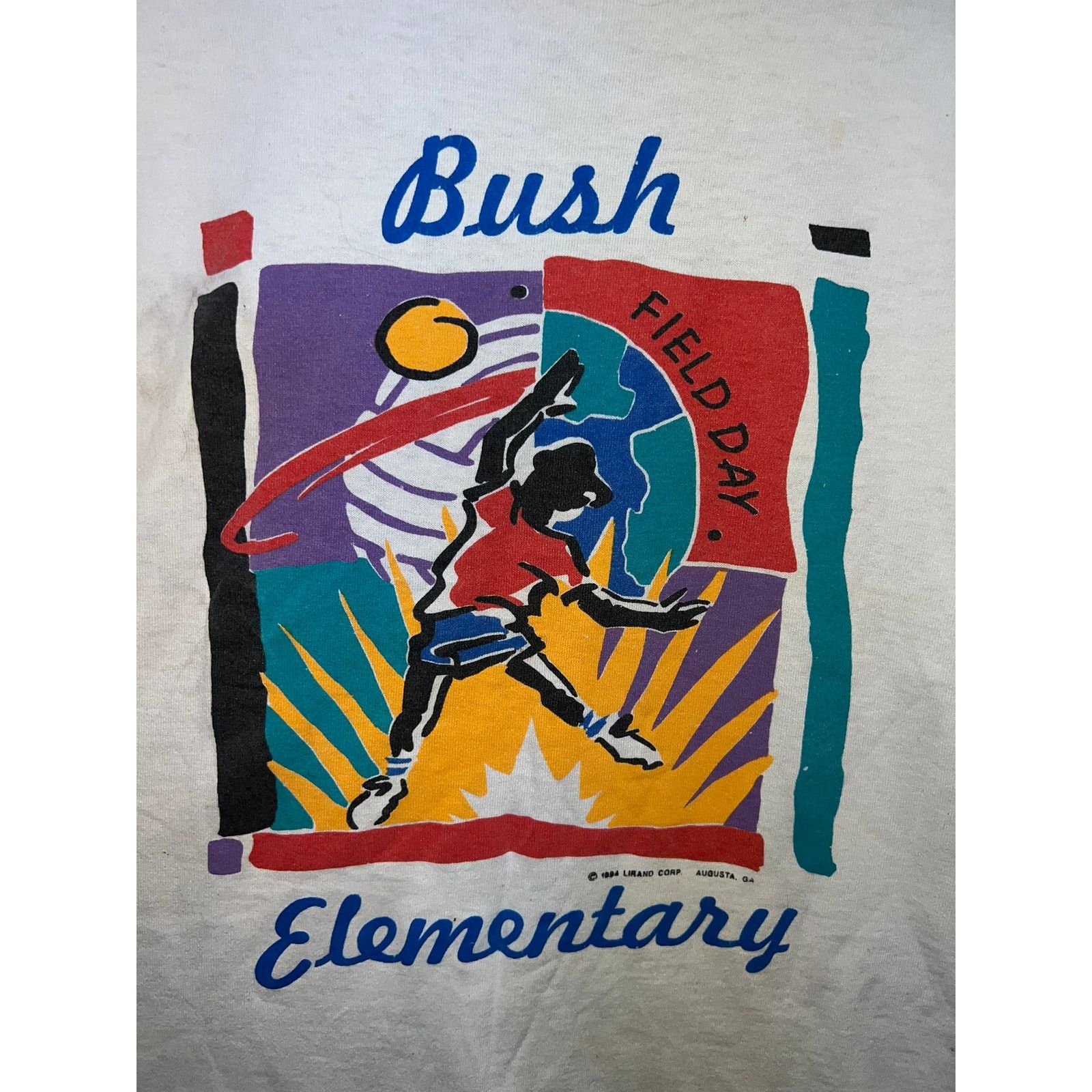 Fruit Of The Loom Youth Vintage Field Day Shirt Bush Elementary Sports Top L Size L / US 10 / IT 46 - 2 Thumbnail
