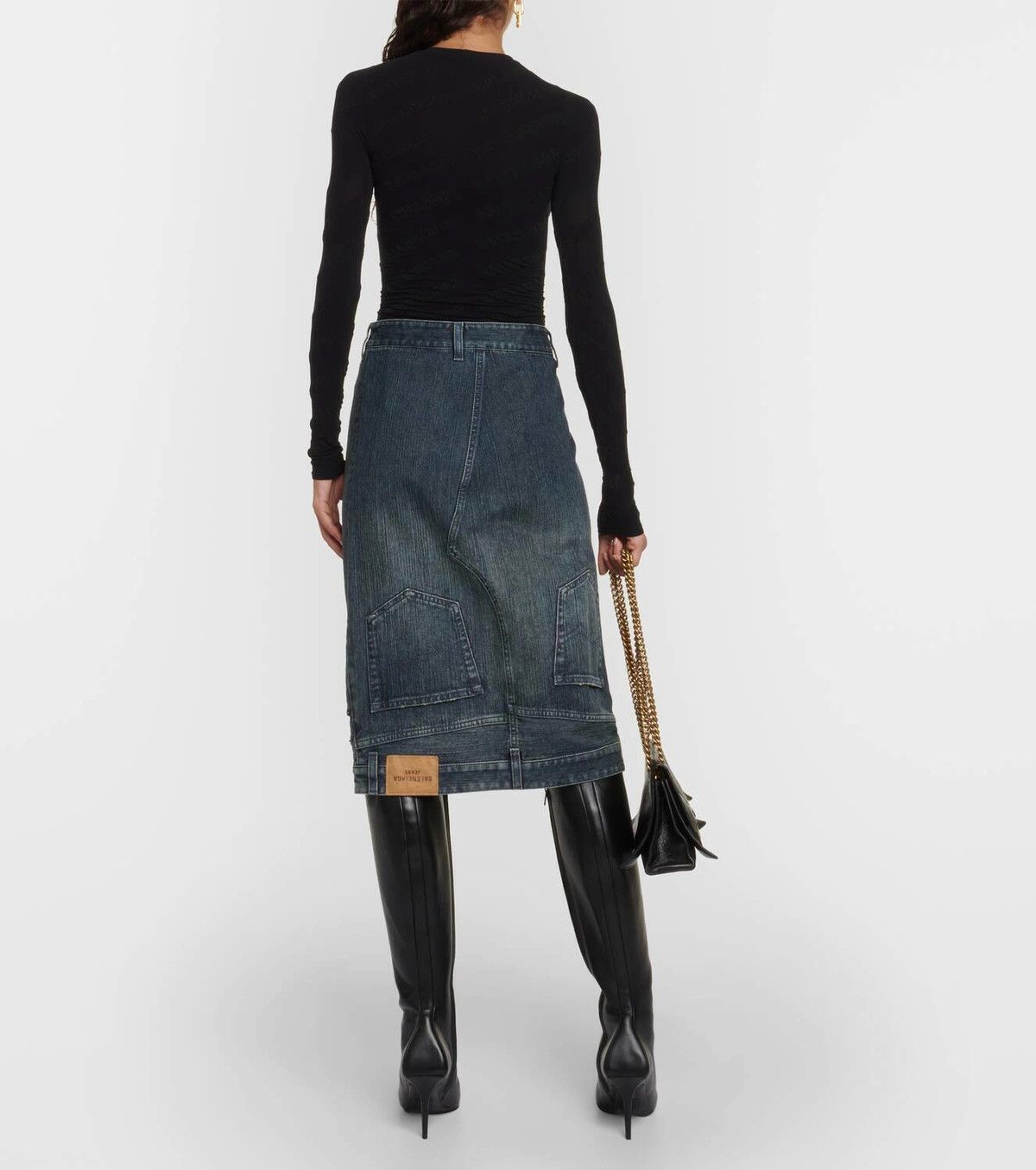 Balenciaga o1y0625 Denim Midi Skirt in Blue Size 26" / US 2 / IT 38 - 4 Thumbnail