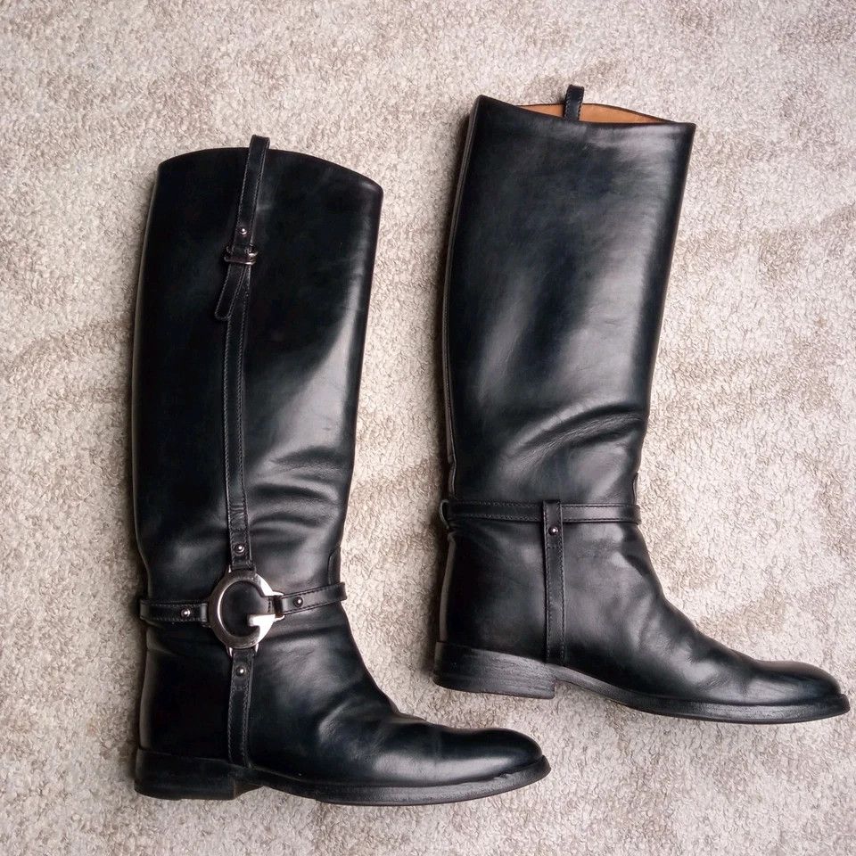 Gucci Black Leather Riding Boots with G Strap Size US 7 / IT 37 - 3 Thumbnail