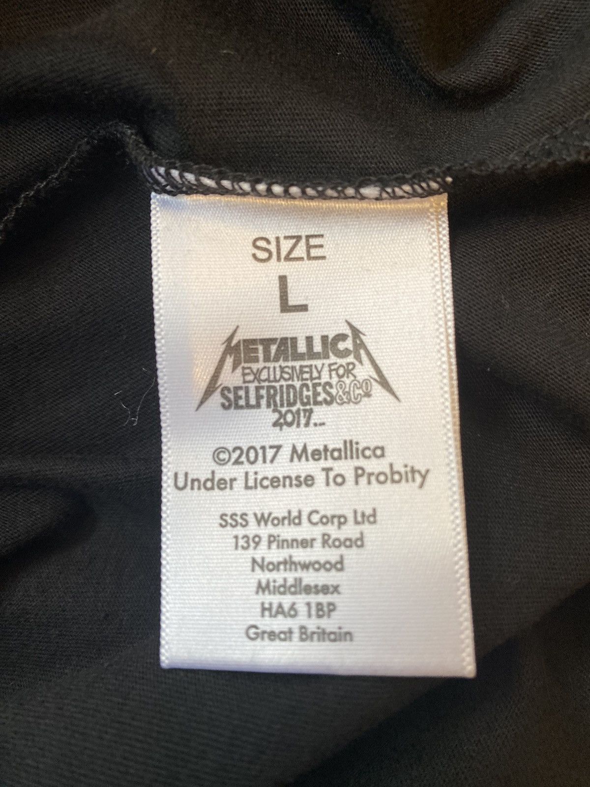 Metallica Metallica X Selfridges “LONDON” tee Size L | Grailed