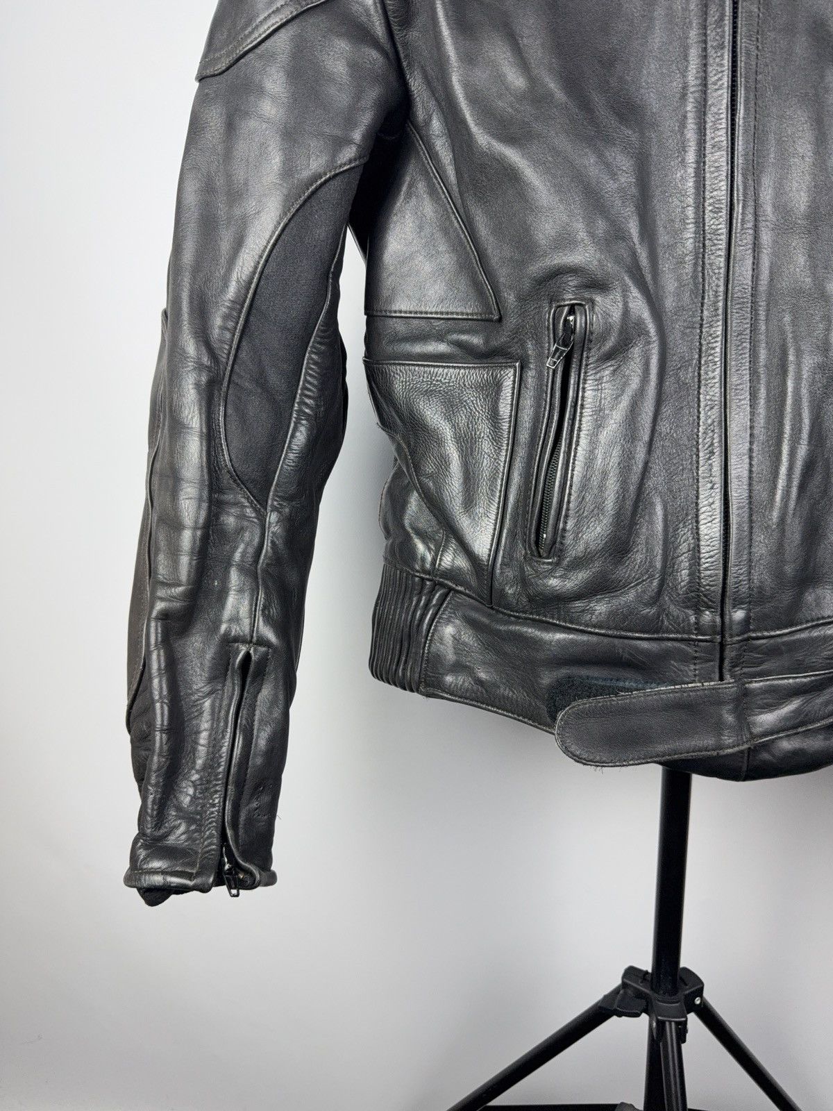 Leather Vntg 00s Heavy Leather Racing MOTO R.S. Bomber Jacket Punk Size US XL / EU 56 / 4 - 3 Thumbnail