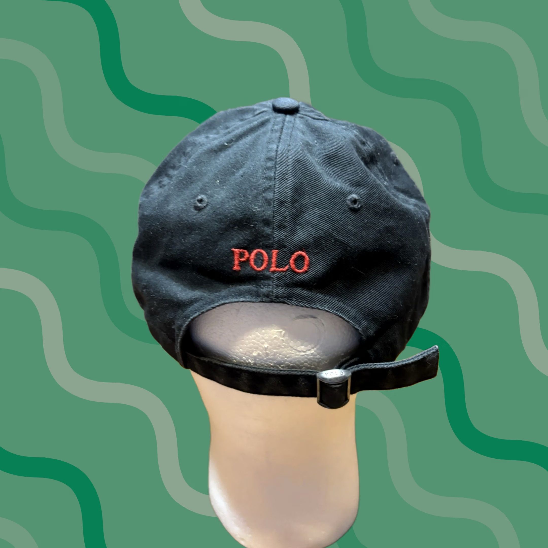 Polo Ralph Lauren Cap Hat One Size Black Red Pony Embroidered Mens, Men's