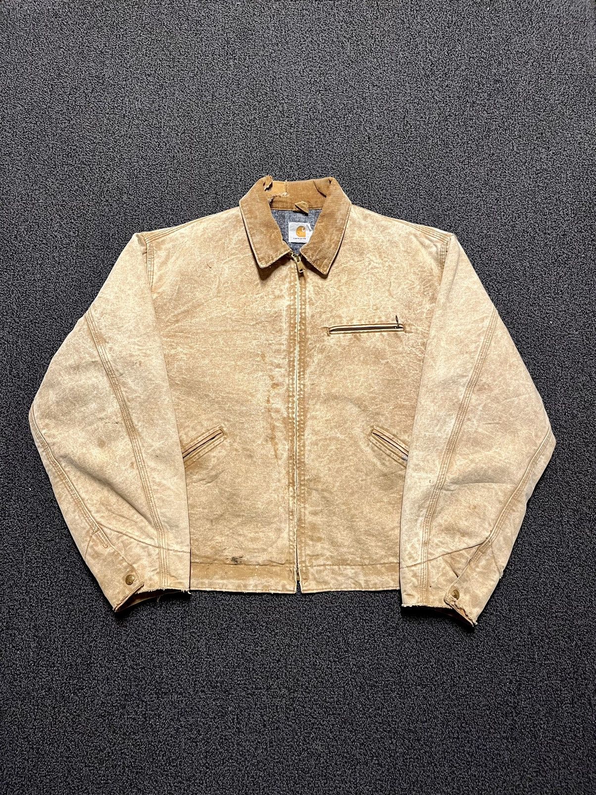 image of Wash Vintage Carhartt Mens Detroit Jacket in Beige (Size Large)