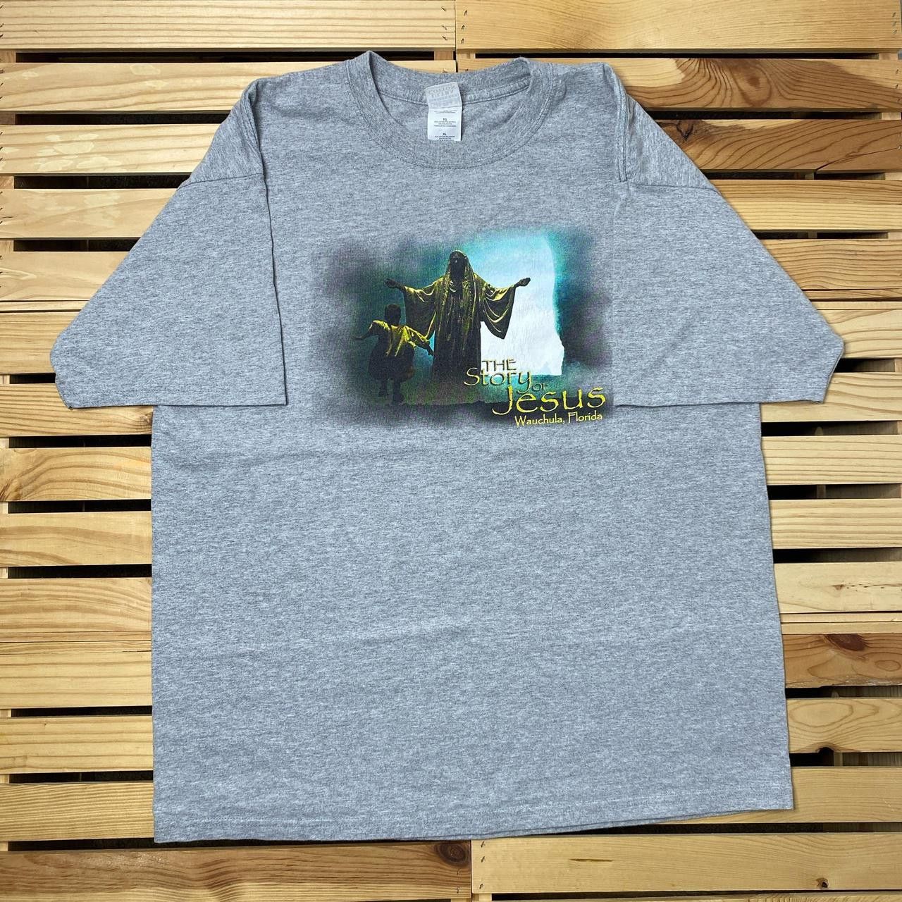Gildan Vintage "The Story of Jesus" Gray Jesus Tee Size XL Size US XL / EU 56 / 4 - 1 Thumbnail