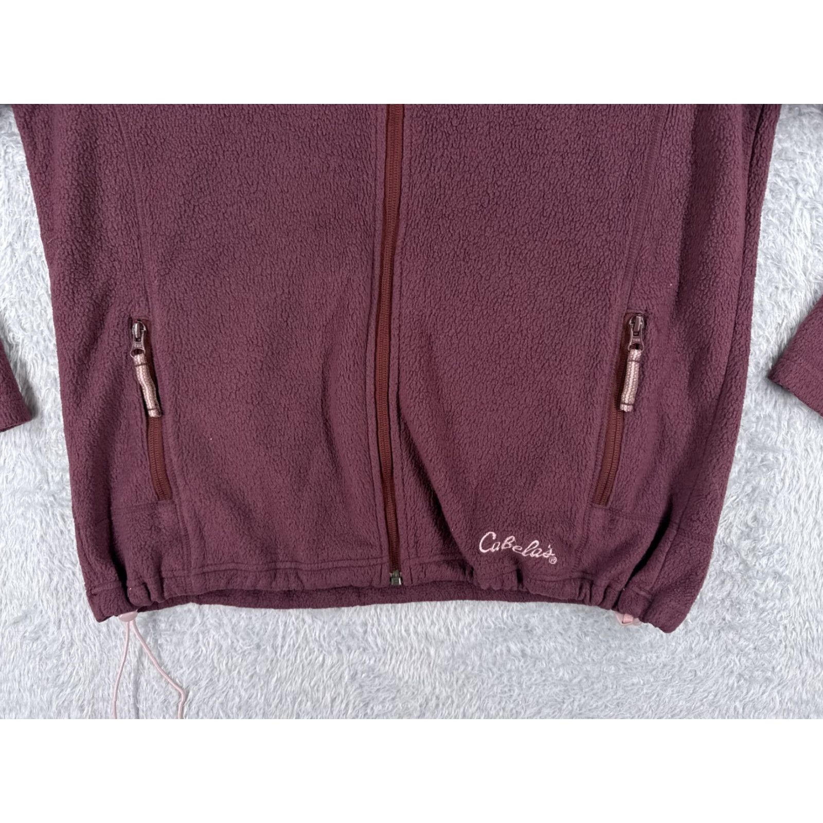 Vintage Cabela's Women's Jacket L Red Full Zip Fleece Polyester Mock Neck All Seasons Casual Logo Zipper Solid Womens Size L / US 10 / IT 46 - 5 Thumbnail