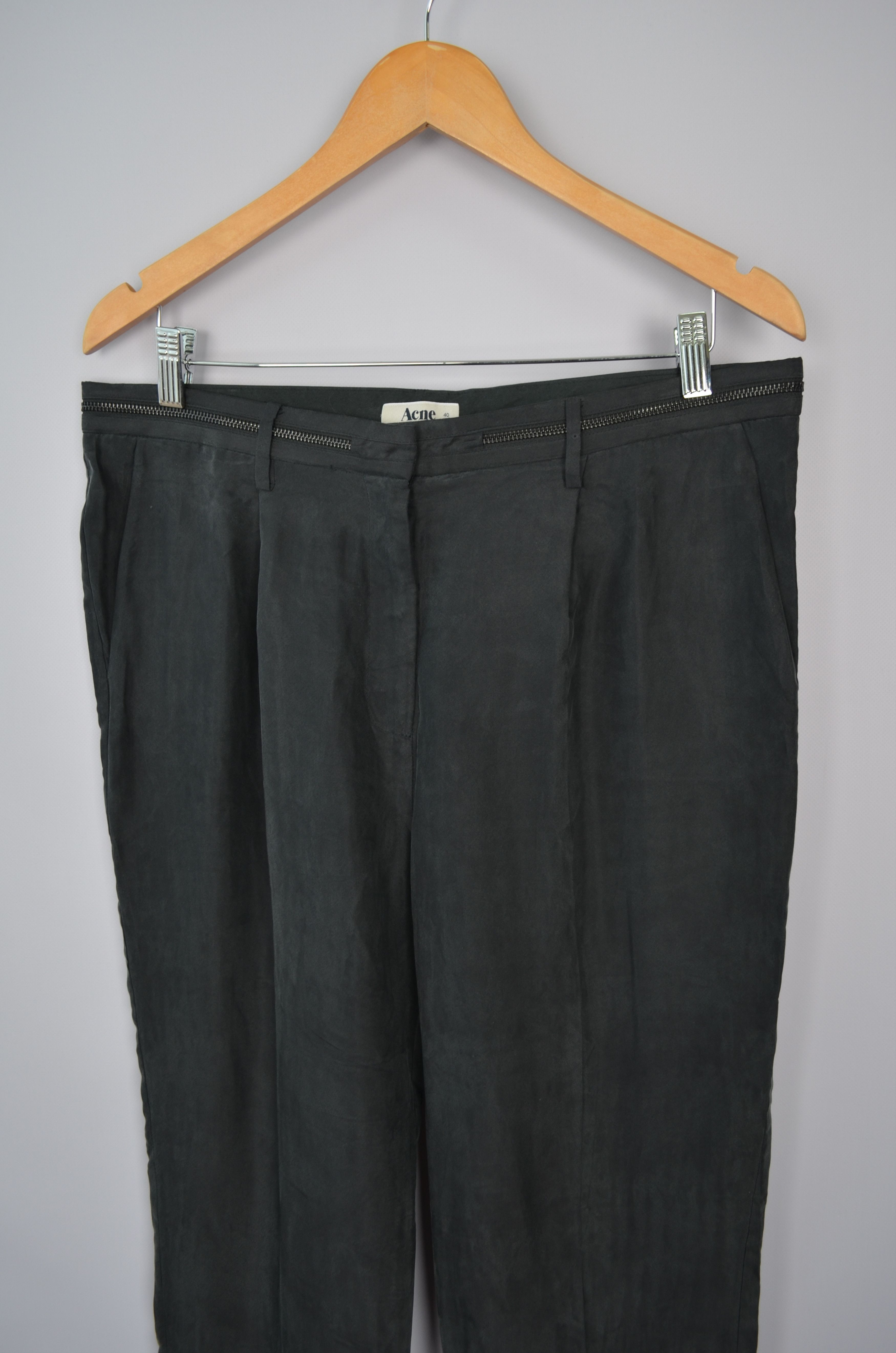 Acne Studios × Designer Acne Studios Play 100% Silk Pants Size 40 Zip Details Size 40" / US 18 - 2 Thumbnail