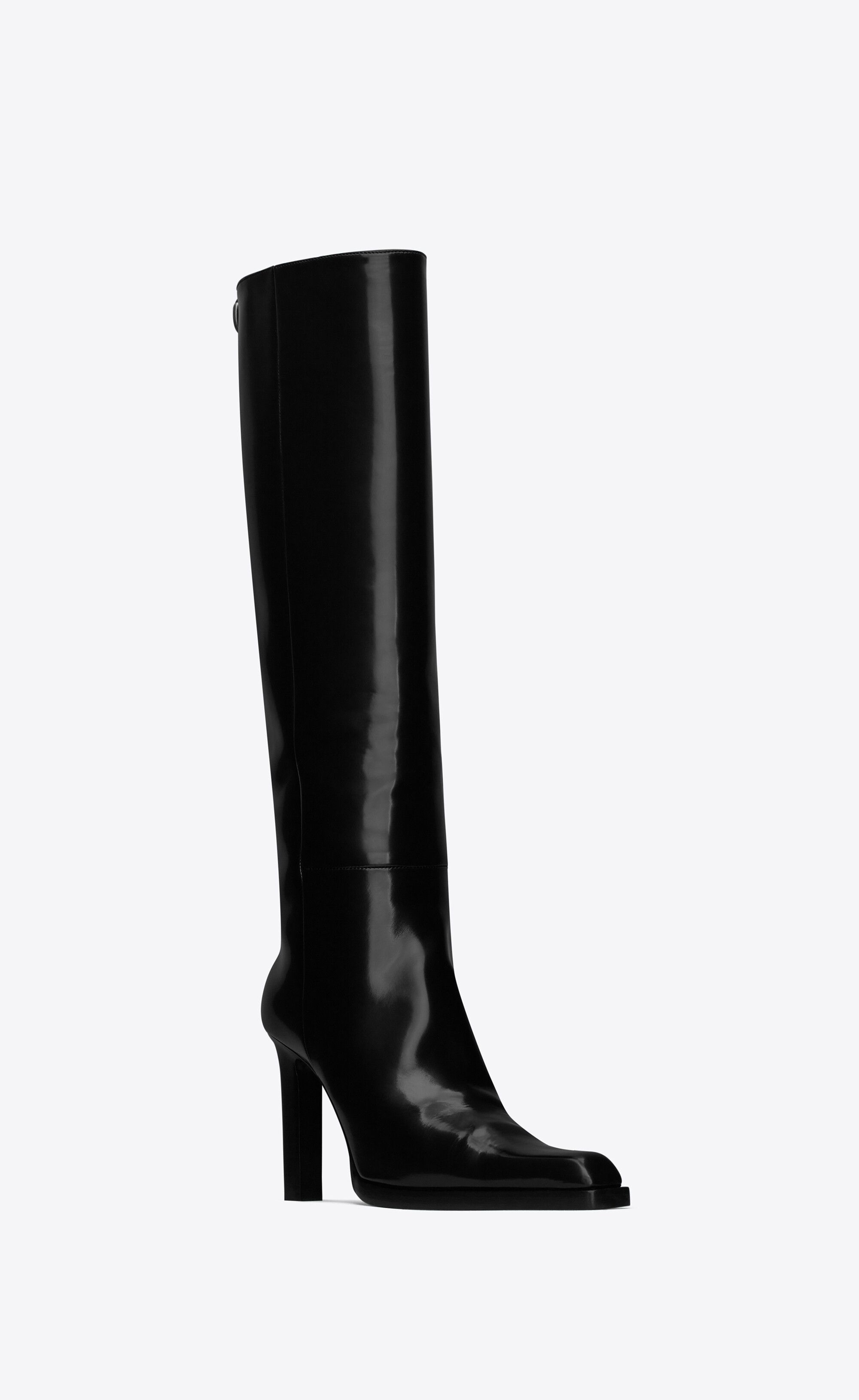 Saint Laurent Paris oc11z1125 Nina High Boots in Glazed Calfskin in Black Size US 7 / IT 37 - 5 Thumbnail