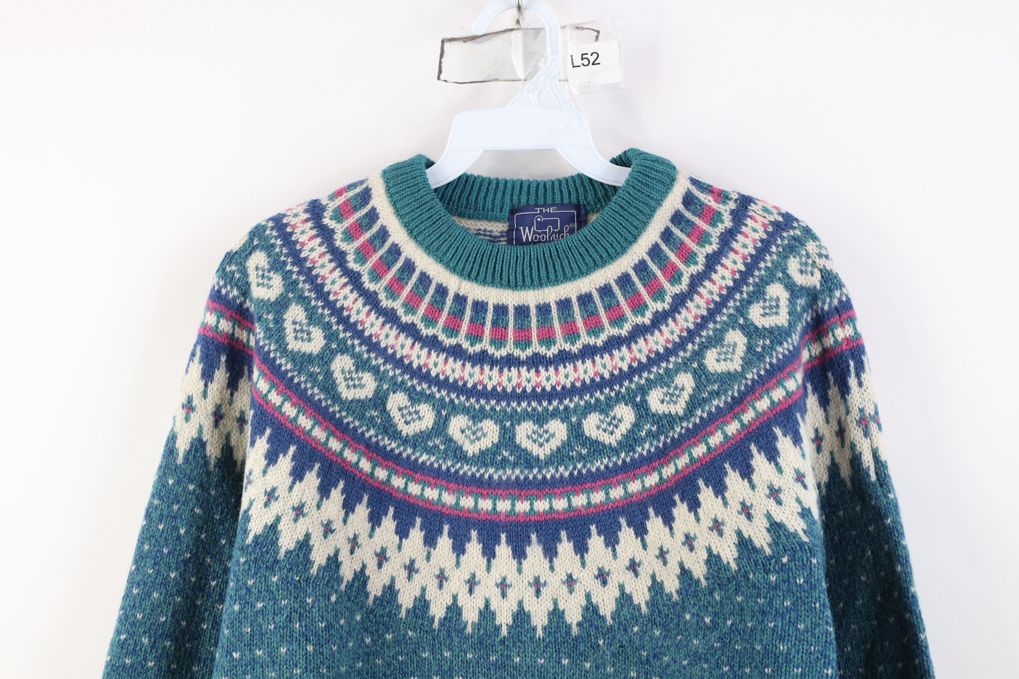 Woolrich Woolen Mills Vintage 90s Woolrich Fairy Kei Heart Fair Isle Sweater Size S / US 4 / IT 40 - 2 Thumbnail