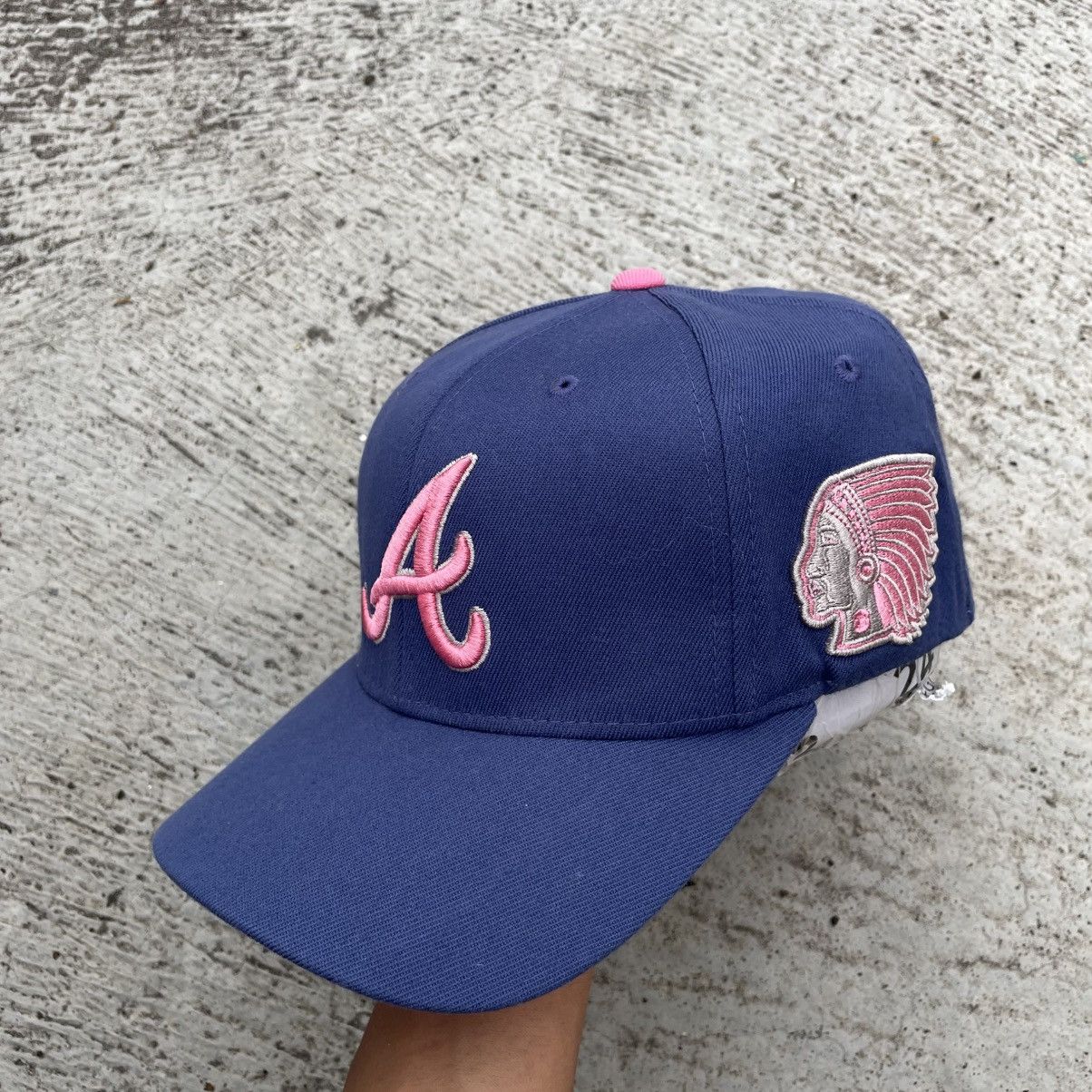 MLB Atlanta braves neon blue with indian logo Size ONE SIZE - 2 Thumbnail