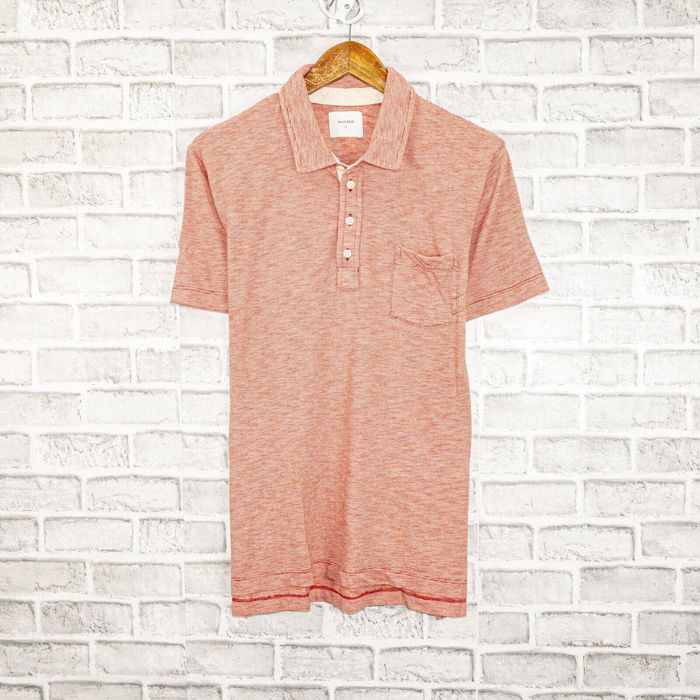 Billy Reid BILLY REID Men s Salmon Orange Polo Shirt Striped