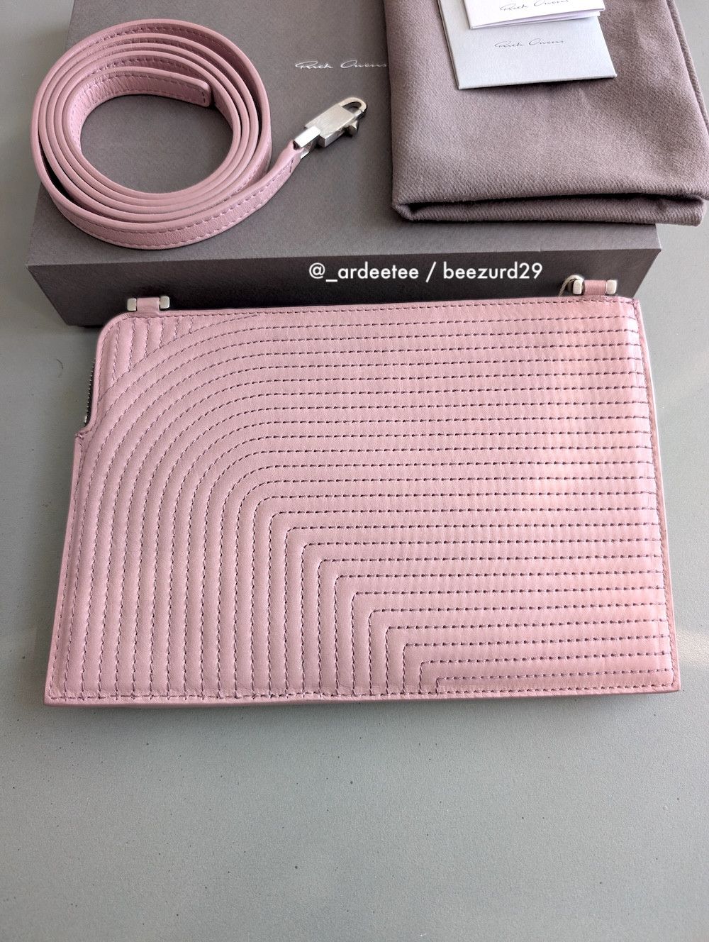 Rick Owens *NEW* DUSTY PINK EMBROIDERED LEATHER CLUB POUCH SS24 LIDO Size ONE SIZE - 3 Thumbnail