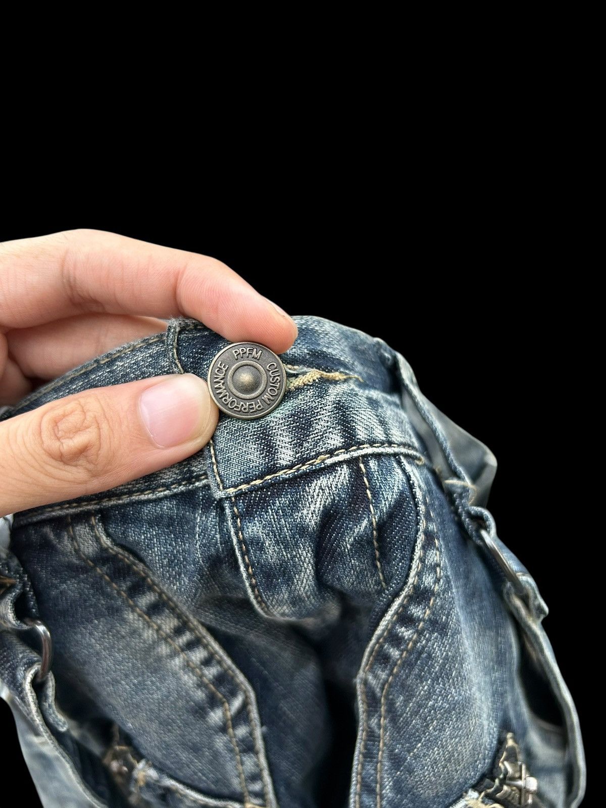 Japanese Brand × Kapital × Vintage PPFM Japanese Punk Style Curve Cut Banana Denim Jeans Rare Size US 32 / EU 48 - 20 Thumbnail