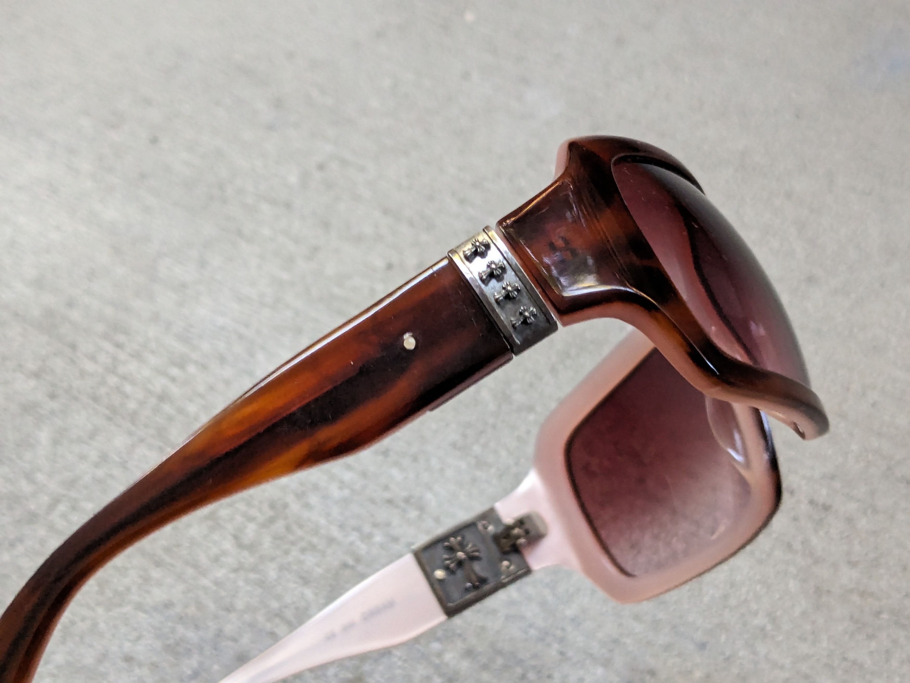 Chrome Hearts Chrome Hearts Sunglasses Cream Brown Pink Cross Sterling Size ONE SIZE - 3 Thumbnail