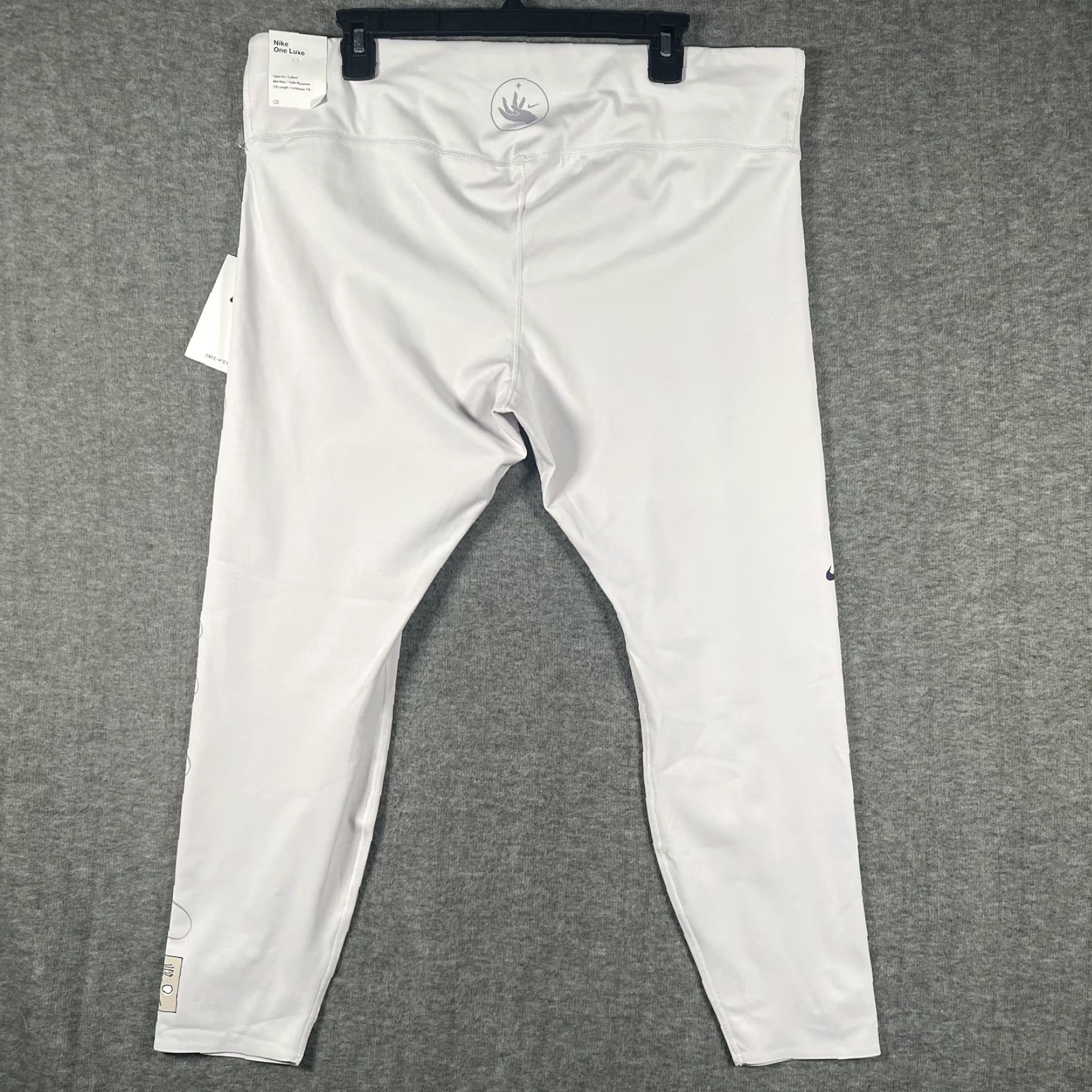 Nike VINTAGE Nike Leggings Womens 2X White One Luxe Dri-FIT Mid Rise Leggings Serena Script Size 40" / US 18 - 2 Thumbnail