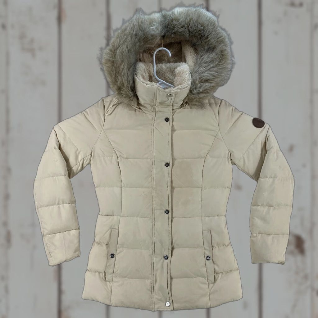 Ralph Lauren RALPH LAUREN Ivory Down Filled Coat Faux Fur Lined Hood Zip Coat Pockets XXS WMS Size XXS / US 00 / IT 34 - 1 Thumbnail