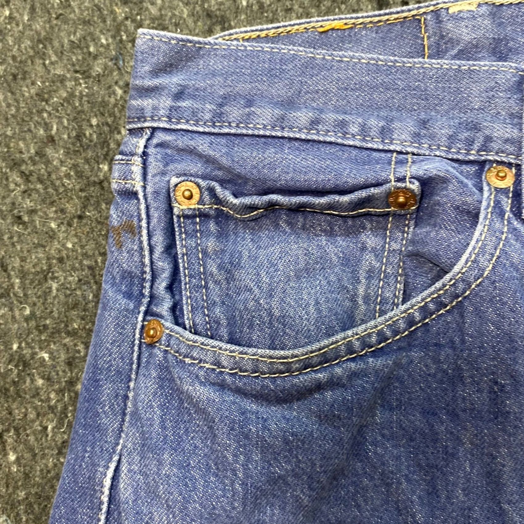 Levi's Levi's 501 Original Fit Jeans Men Blue Denim Button Fly Straight 42x32 Vintage Distressed 5-Pocket Regular Rise Medium Wash Jeans Mens Size US 42 / EU 58 - 4 Thumbnail