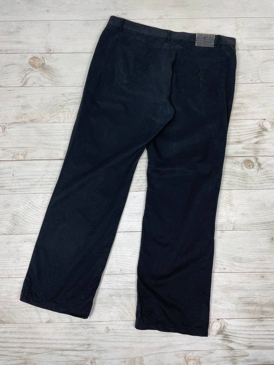 image of Vintage YVES Saint Laurent Pants Big Logo Baggy Luxury Y2K in Black, Men's (Size 38)