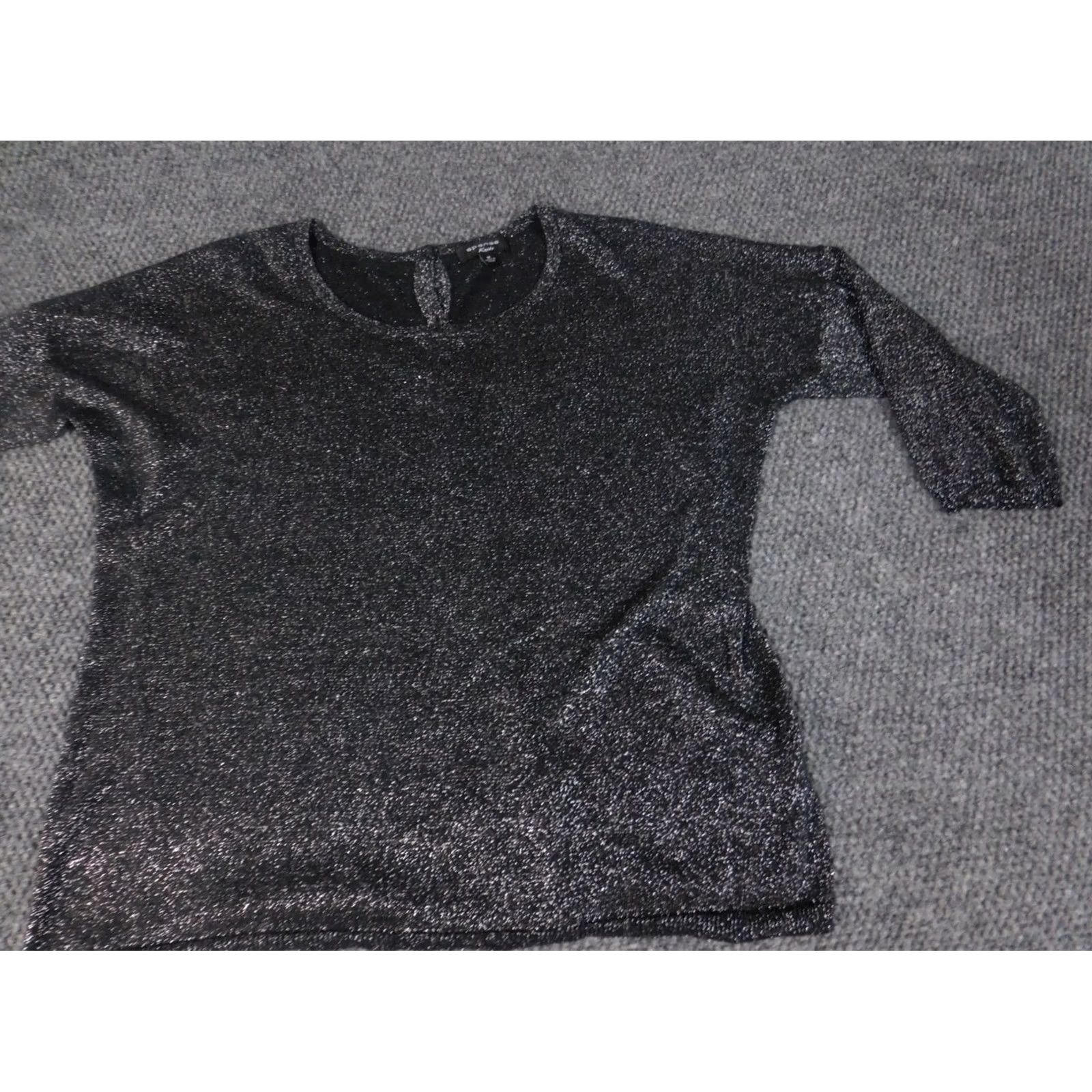 Vintage Spense Womens Blouse M Gray Stretch Pullover Round Neck Long Sleeve Casual Button Cotton Polyester Regular VINTAGE? Size M / US 6-8 / IT 42-44 - 4 Thumbnail