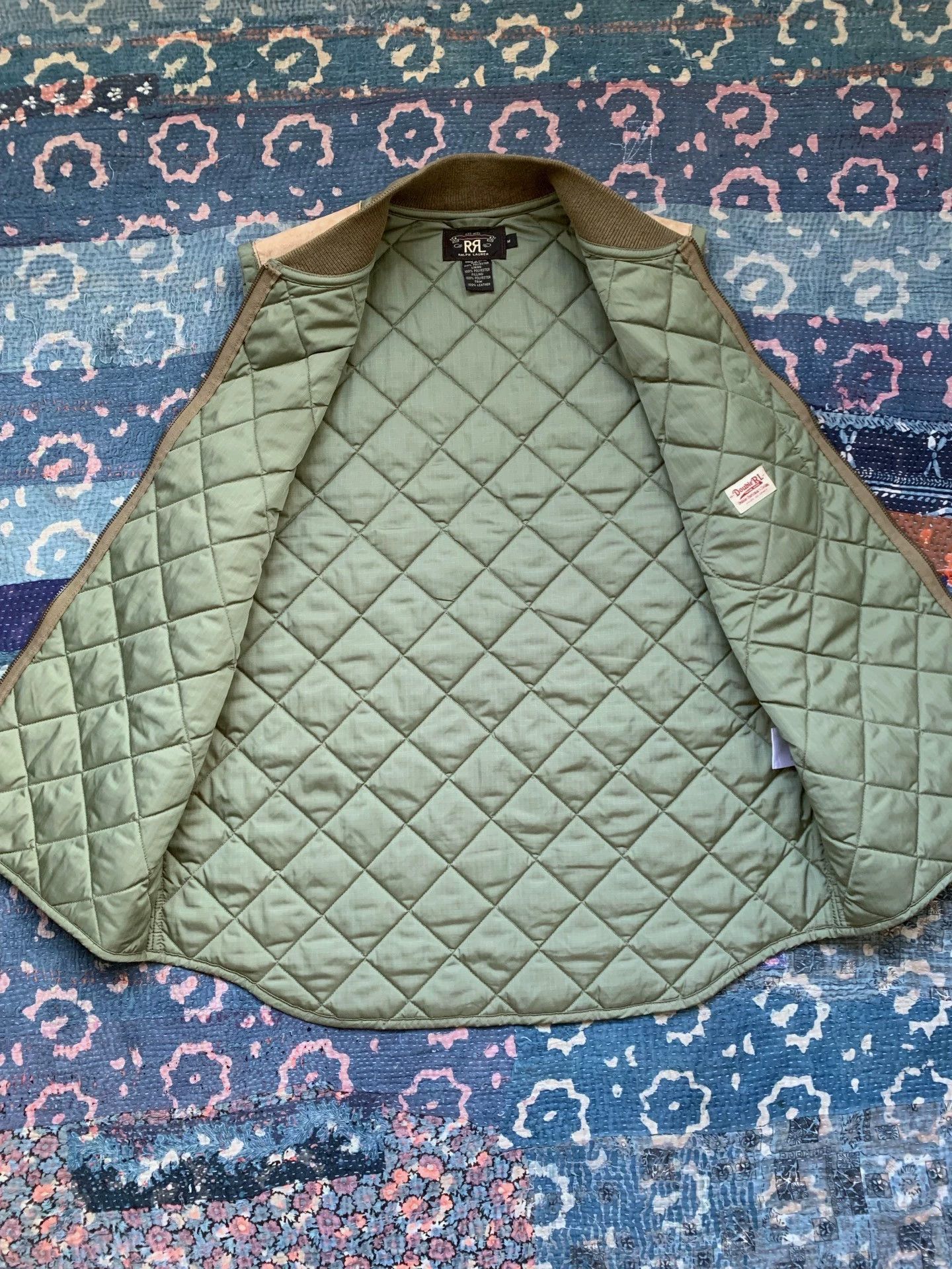 RRL Ralph Lauren RRL Diamond Quilted Leather-Paneled Vest M New Size US M / EU 48-50 / 2 - 5 Thumbnail