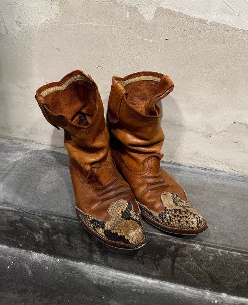 Junya Watanabe JUNYA WATANABE MAN 2000s Snakeskin Panel Pointed-Toe Boots Size US 6.5 / EU 39-40 - 5 Thumbnail