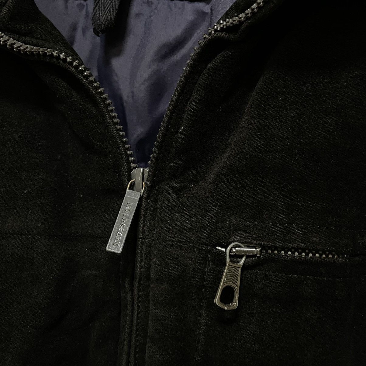 Archival Trussardi black velvet suede bomber jacket old mone
