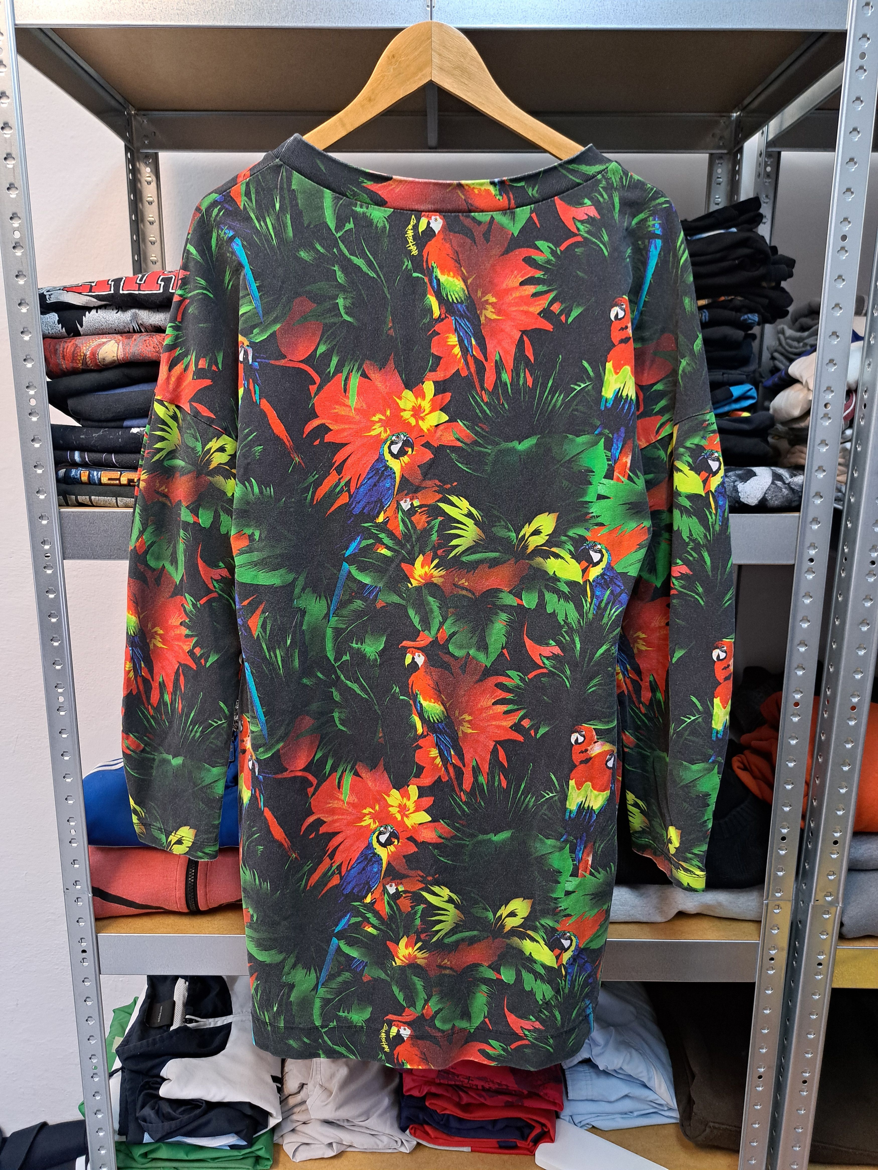 Moschino Love Moschino Fullprint Floral Parrots Midi Dress Size L / US 10 / IT 46 - 3 Thumbnail