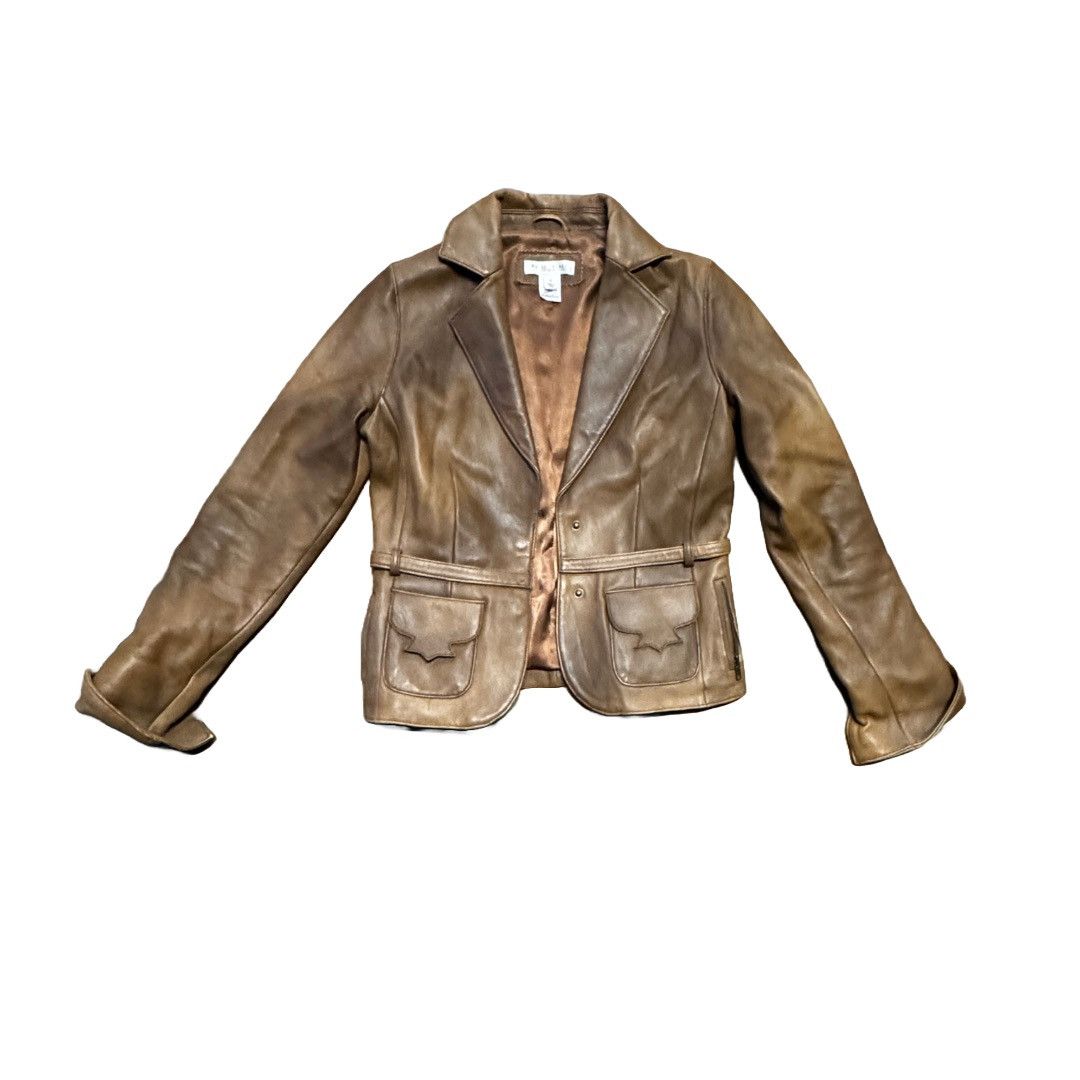 White House Black Market Women's Leather White House Black Market Distressed Jacket Size S / US 4 / IT 40 - 1 Thumbnail