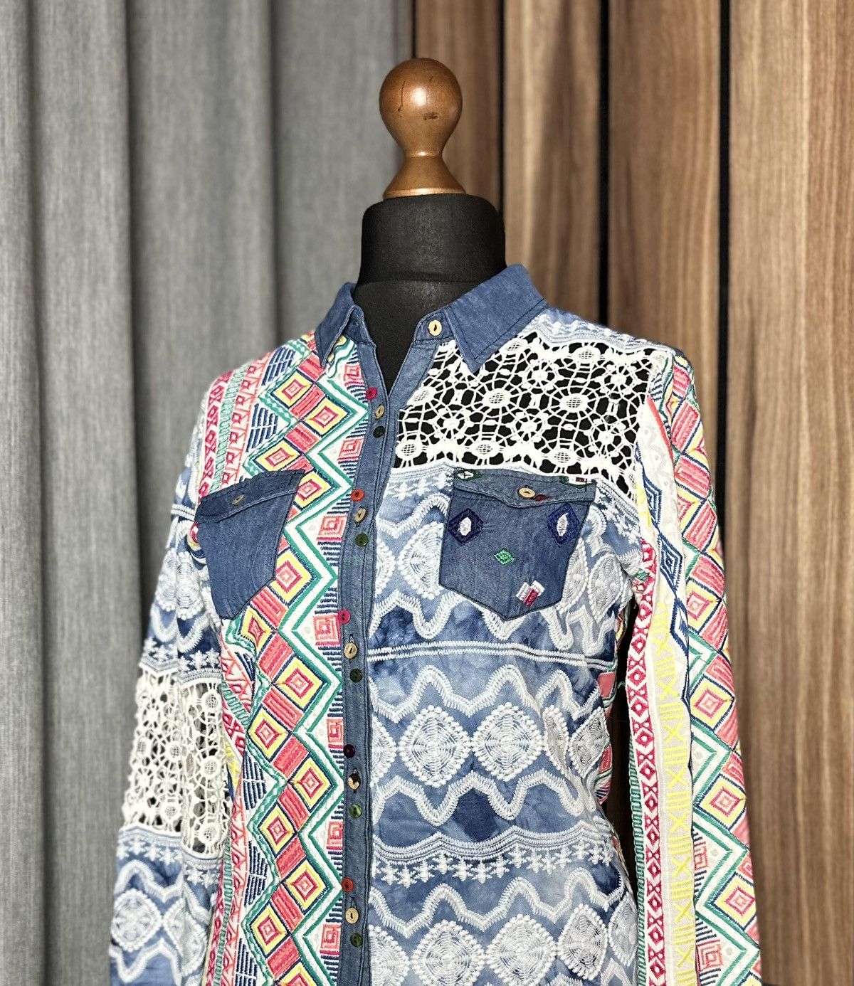 Desigual Desigual Multicolor Jeans Shirt Blouse Women's Size L Size L / US 10 / IT 46 - 4 Thumbnail