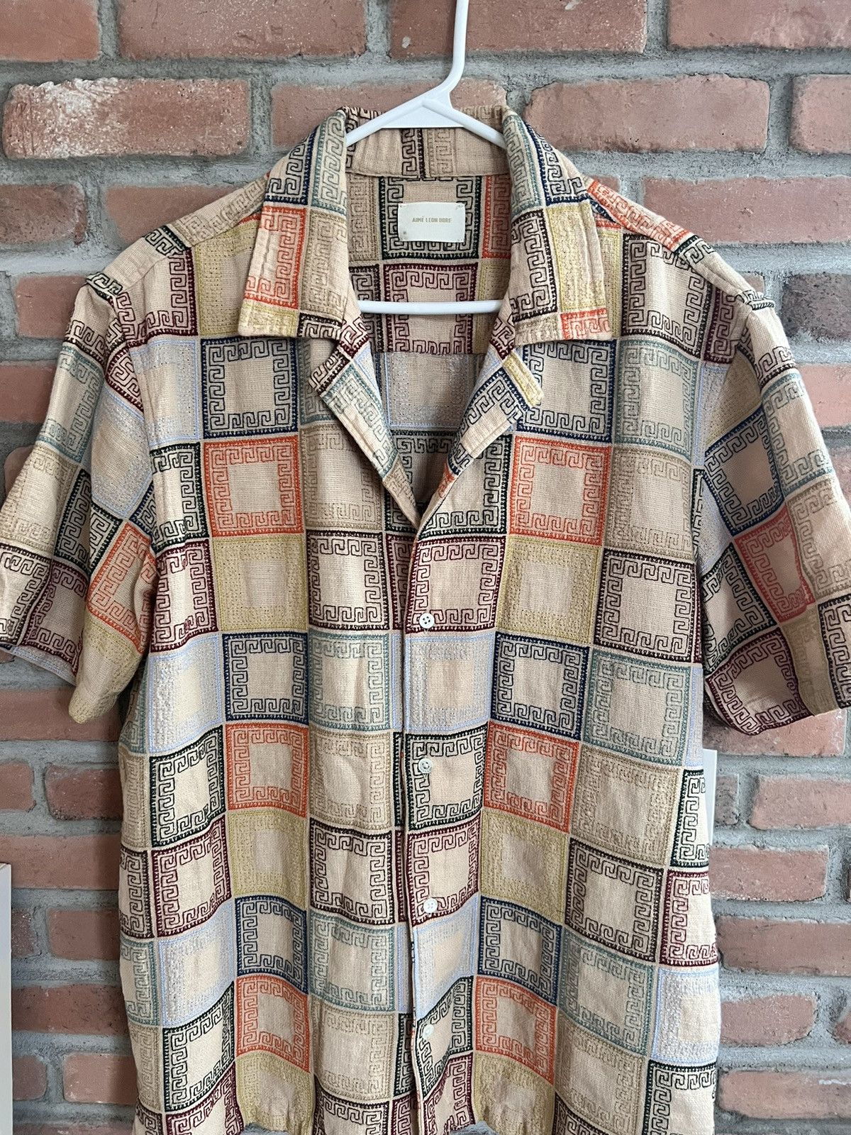 image of Aime Leon Dore Ald Tea Towel Shirt in Beige, Men's (Size Medium)