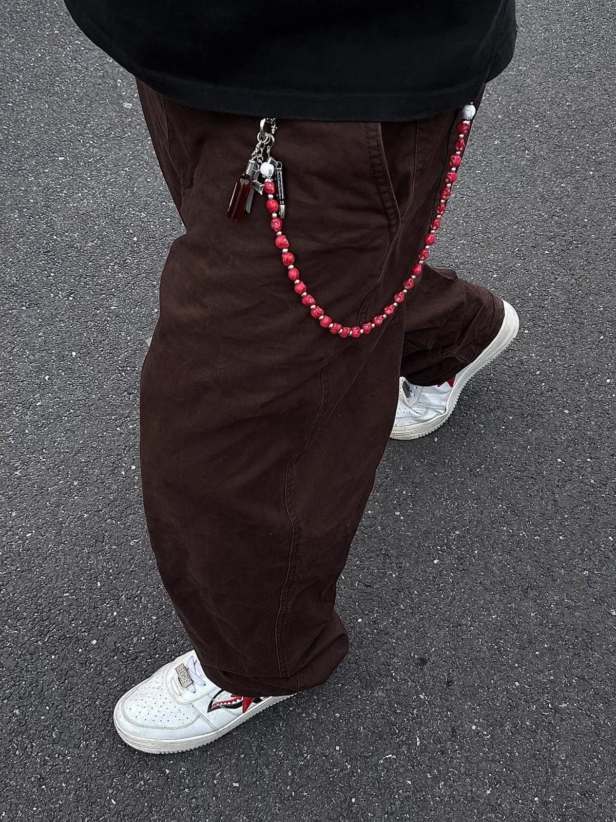 Jewelry Red Pine Stone Skull Cleanfit Wallet Chain ,Jeans Chain Size ONE SIZE - 3 Thumbnail