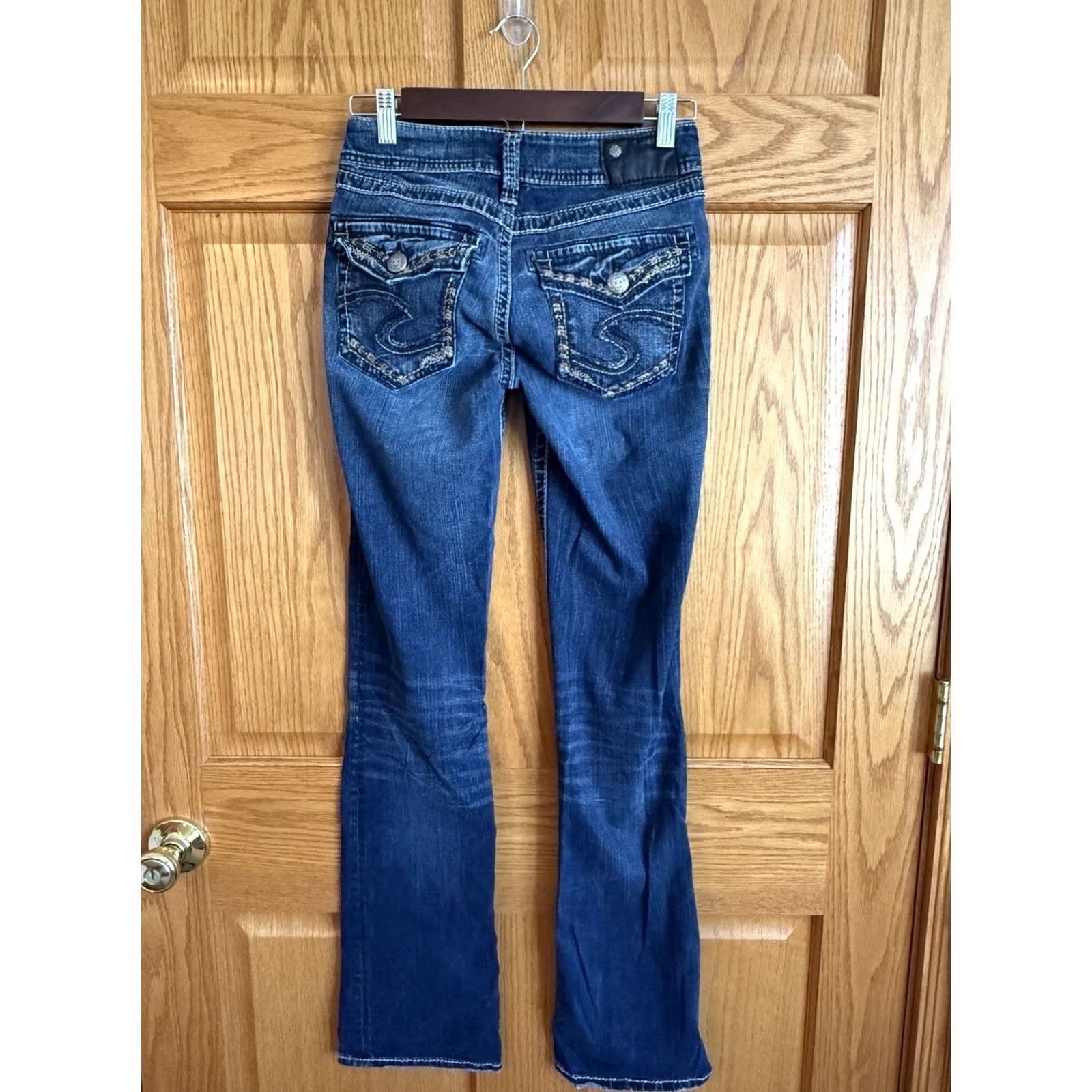 Silver Jeans Co. Silver Jeans Womens Suki Mid Slim Boot Jeans Blue Denim Stretch Thick Stitch 27/33 Size 27" / US 4 / IT 40 - 2 Thumbnail