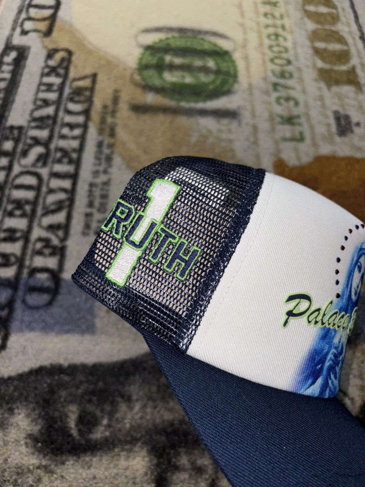 Palace Palace 1 Truth Trucker Hat Navy | Grailed
