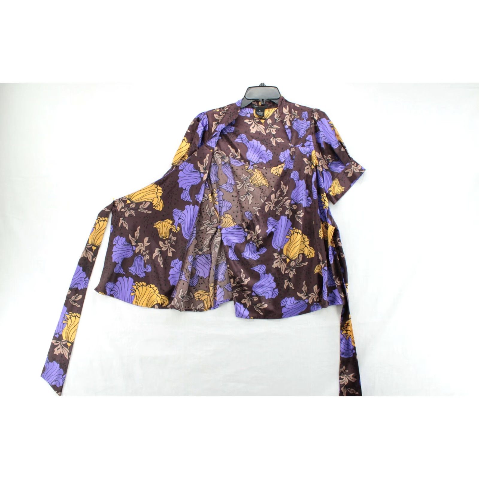 Bcbgmaxazria VINTAGE BCBGMAXAZRIA Blouse Women's XL Floral Purple Brown Y2K Fairy Faux Wrap Blouse Size XL / US 12-14 / IT 48-50 - 5 Thumbnail