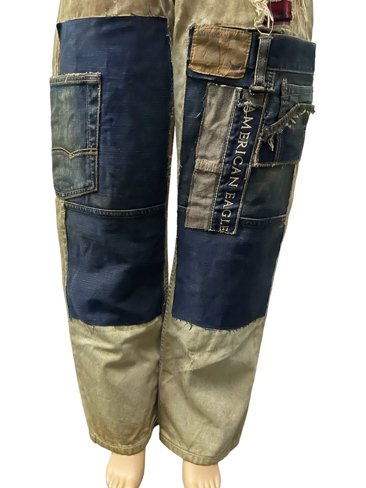 Hysteric Glamour × Japanese Brand American Eagle Patch work Mud Wash Dirty Loose Jeans Size US 30 / EU 46 - 4 Thumbnail