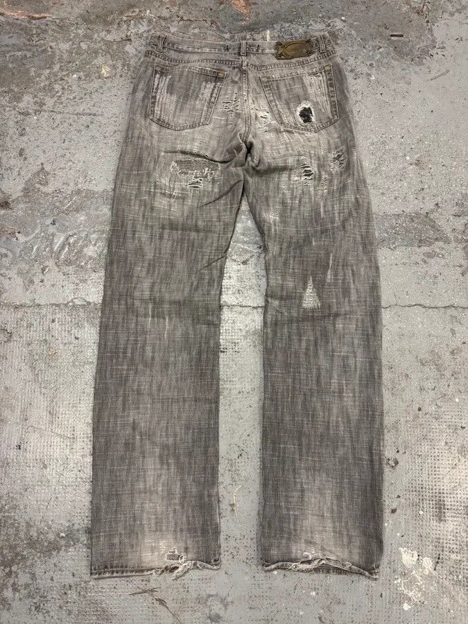 Roberto Cavalli × Vintage 2000s Cavalli Destroyed Grey Denim Jeans Size US 32 / EU 48 - 5 Thumbnail