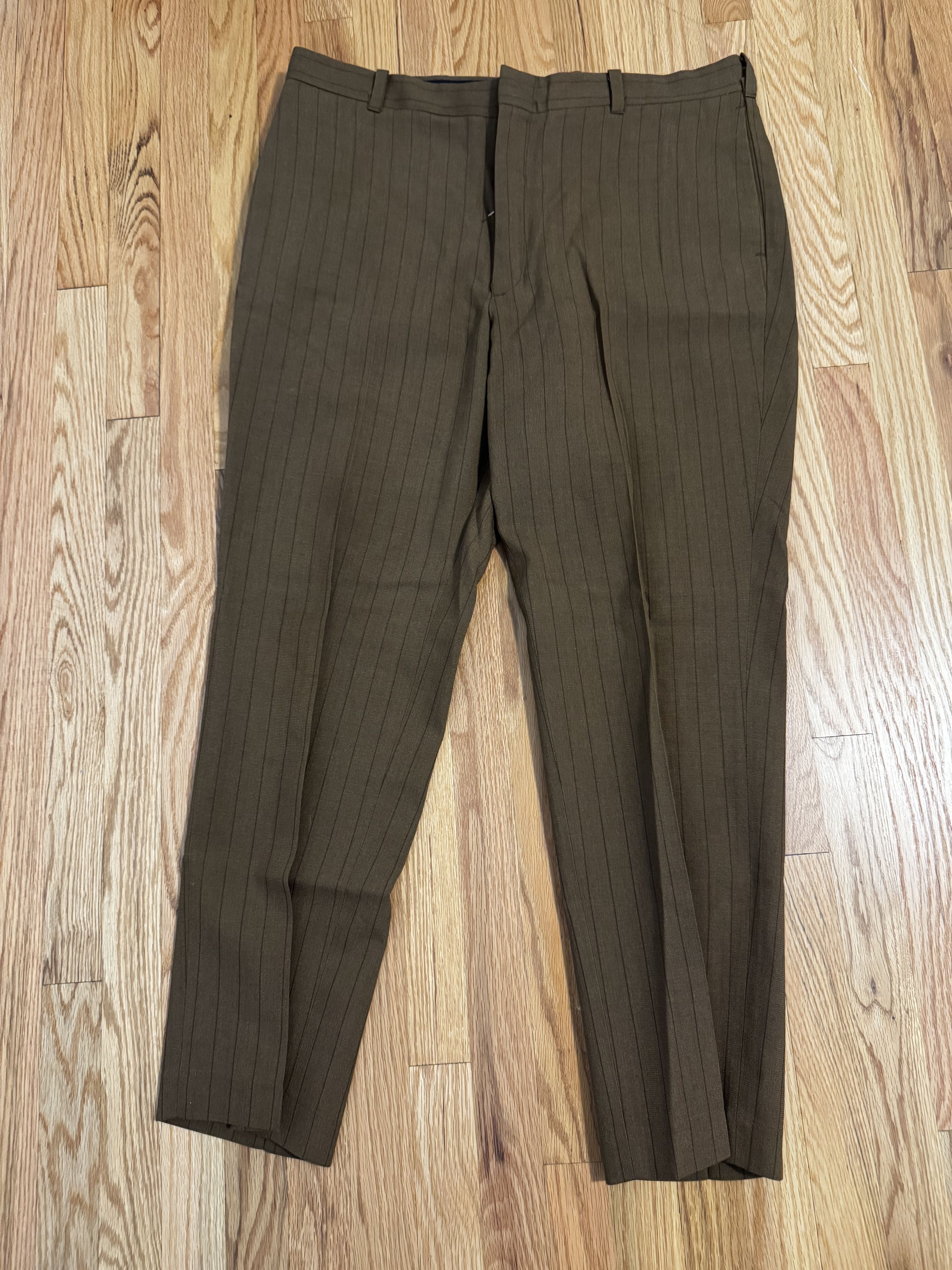 Vintage Vintage Kings Road Brown Mens Pinstripe Trousers - Regular Size US 32 / EU 48 - 1 Thumbnail