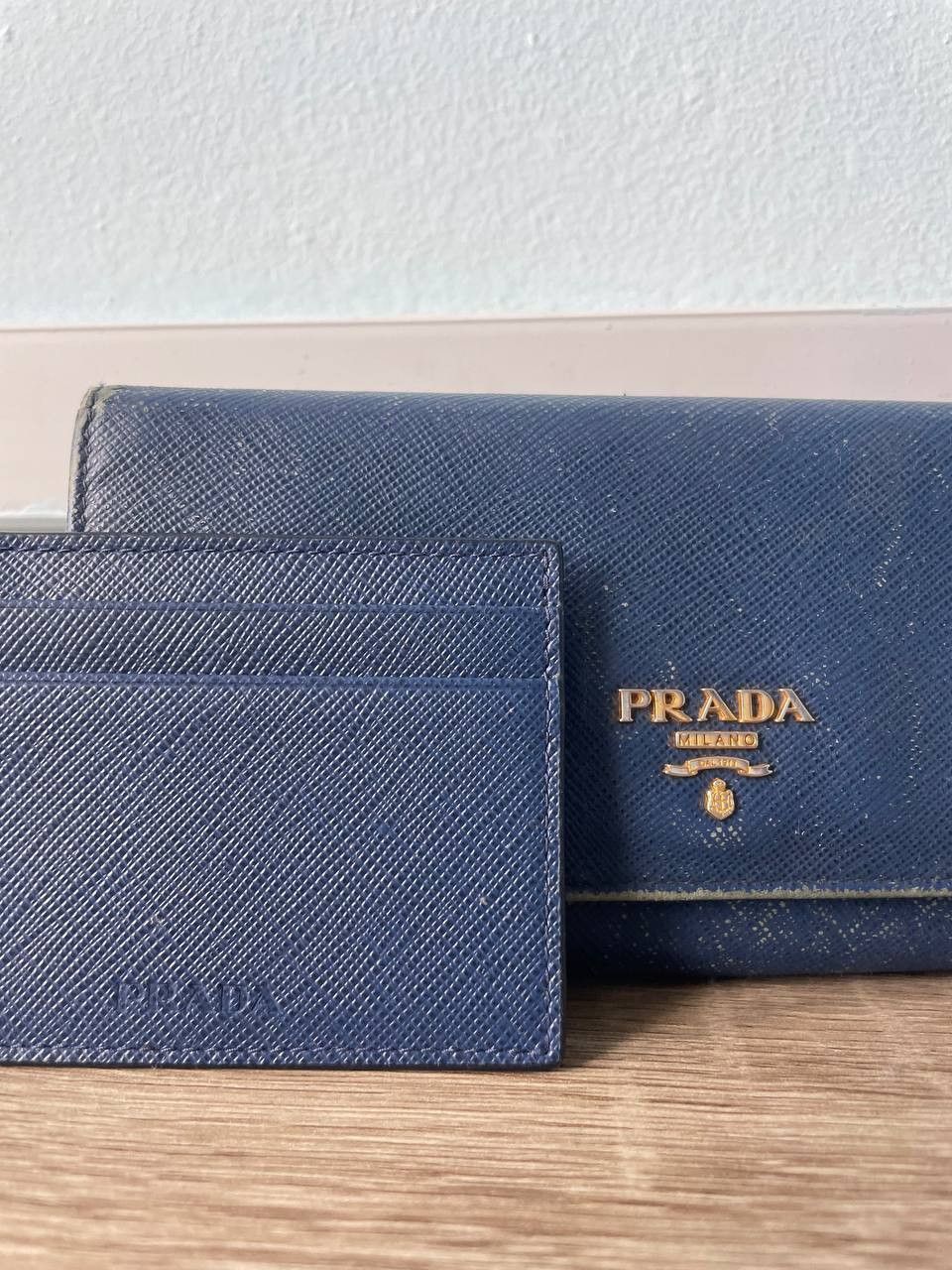 Prada PRADA Blue Saffiano Leather Continental Textured Long Wallet Size ONE SIZE - 2 Thumbnail