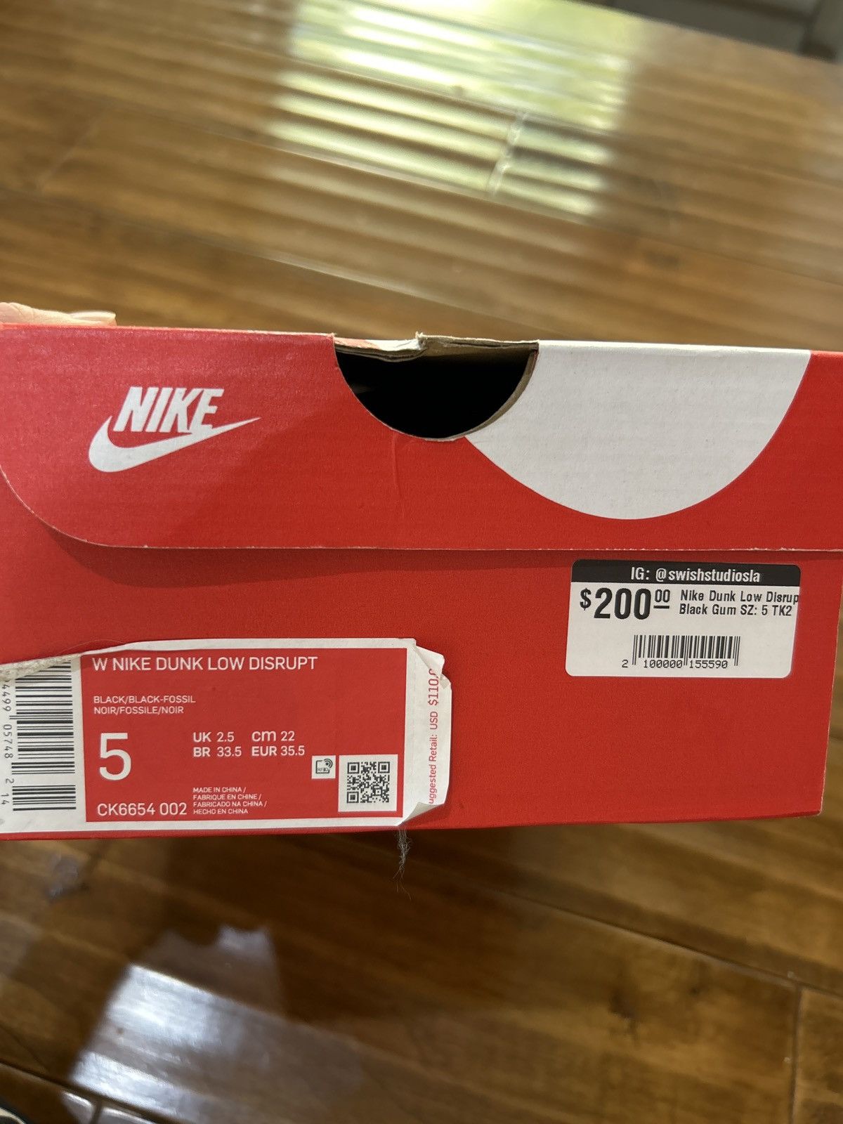 Nike Nike Dunk Low Disrupt Black Gum (Women’s) Black Size 5 Size US 5 / IT 35 - 8 Thumbnail