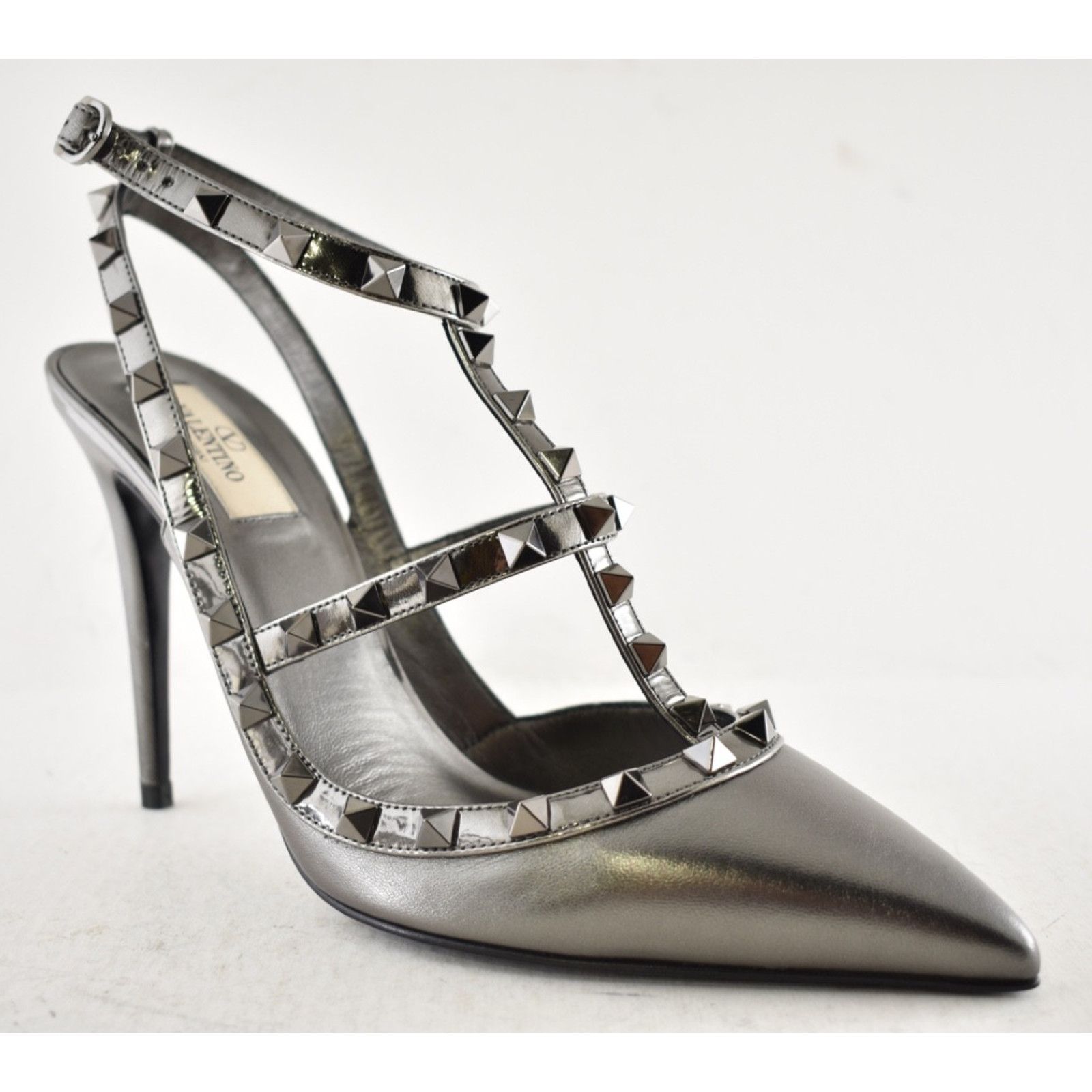 Valentino Valentino Rockstud 100mm Anthracite Grey T-Strap Pump 40 Size US 10 / IT 40 - 6 Thumbnail