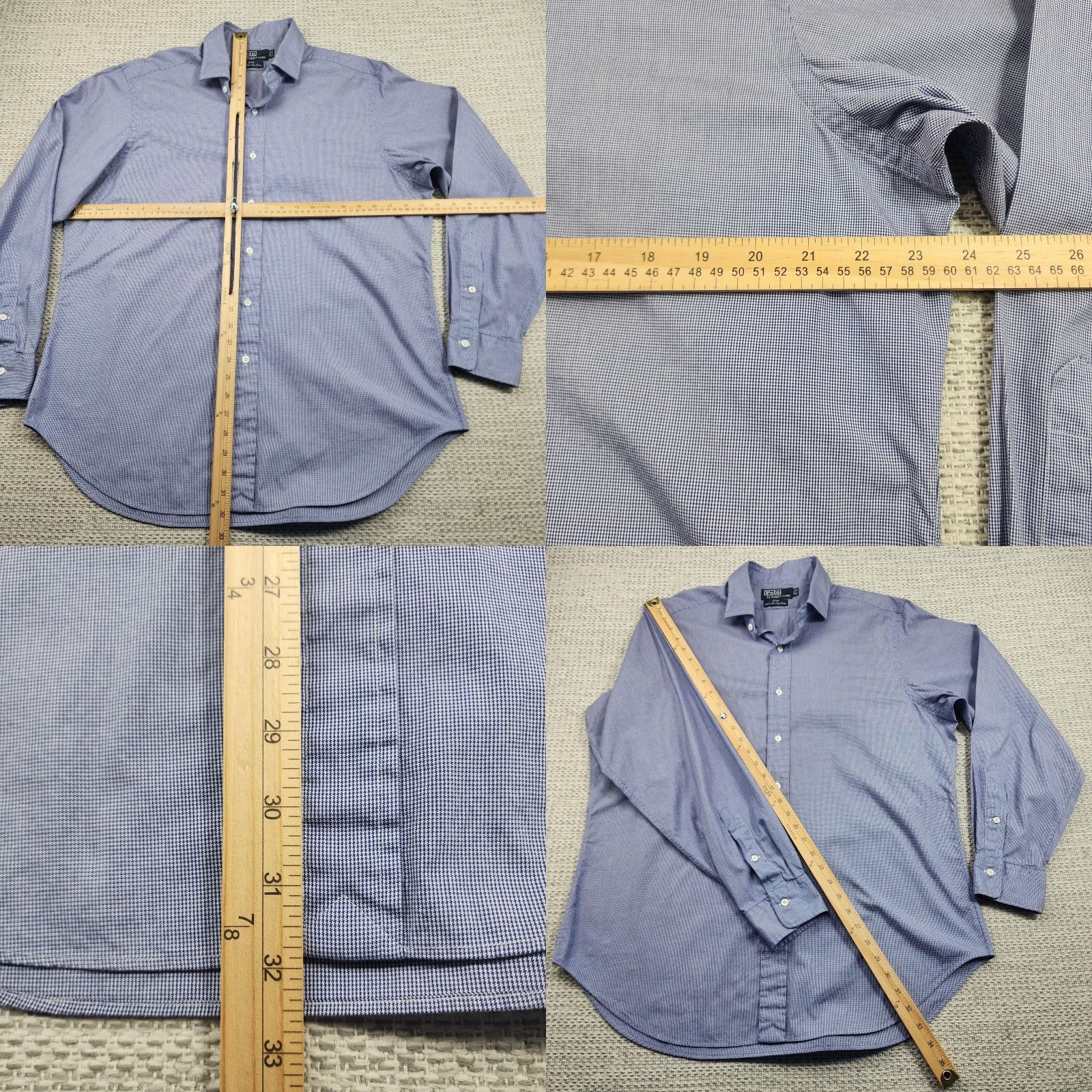 Polo Ralph Lauren Polo Ralph Lauren Shirt Mens 16.5 35 Blue Micro Check Dress Button Down Estate Size 46R - 8 Thumbnail