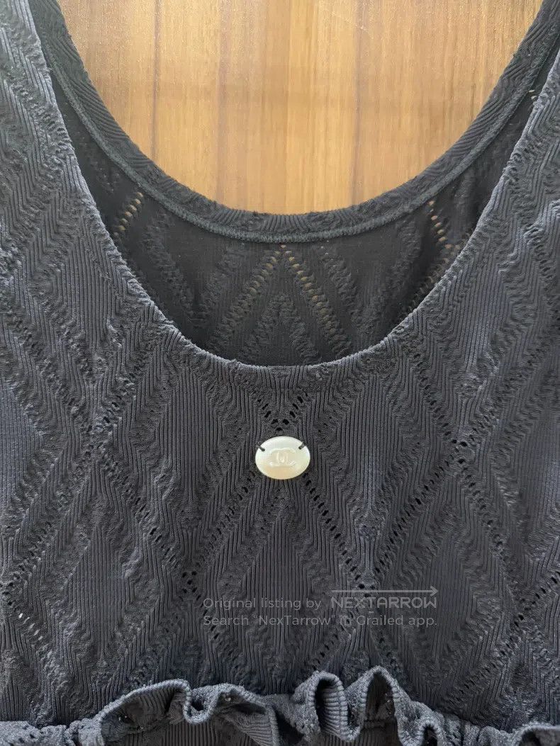 Chanel Chanel Black classic diamond checkered ruffle sleeveless d Size XXS / US 00 / IT 34 - 3 Thumbnail