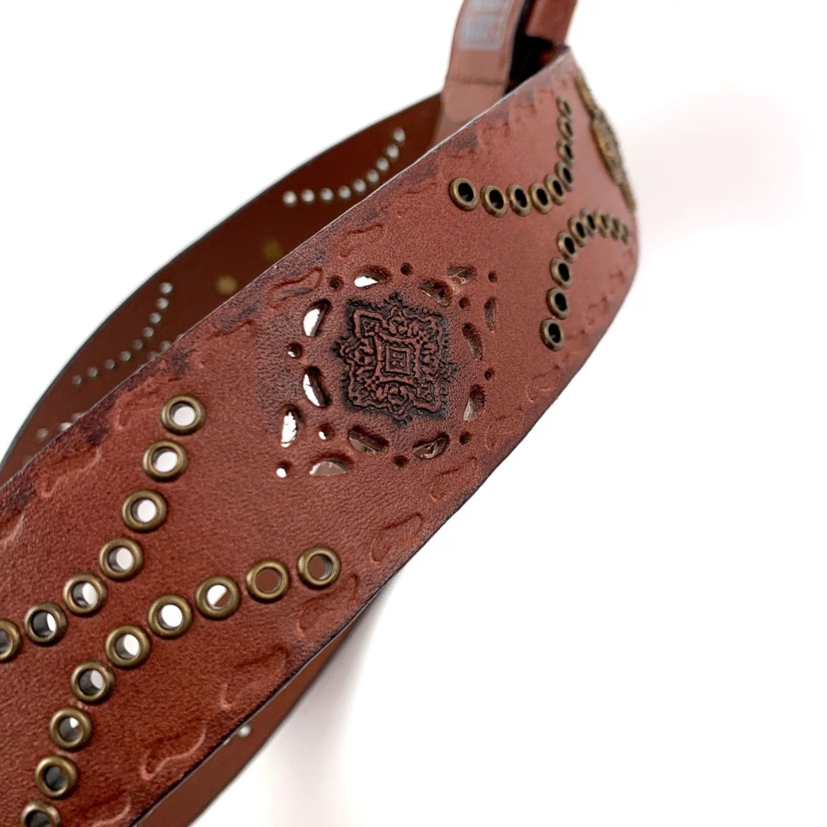 Faded Glory VINTAGE Faded Glory Belt Brown 2X Wide Studded Filigree Boho Womens Size ONE SIZE - 7 Thumbnail