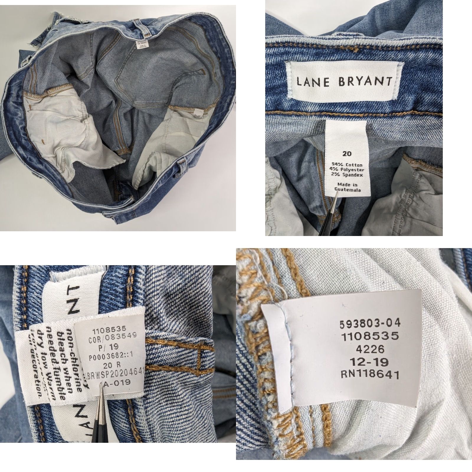 Vintage Lane Bryant Jeans 20 High Rise Shark Bite Hem Distressed Skinny Ankle Blue Denim Size 42" / US 20 - 8 Thumbnail