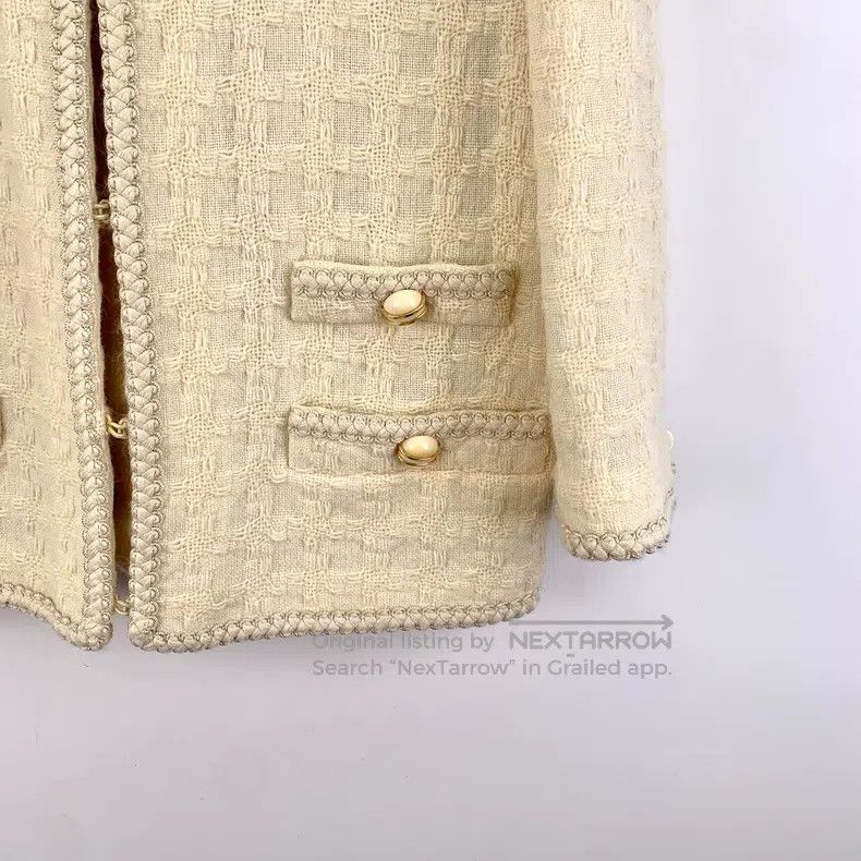 Gucci Gucci Beige wool woven tweed small fragrance jacket Size S / US 4 / IT 40 - 4 Thumbnail