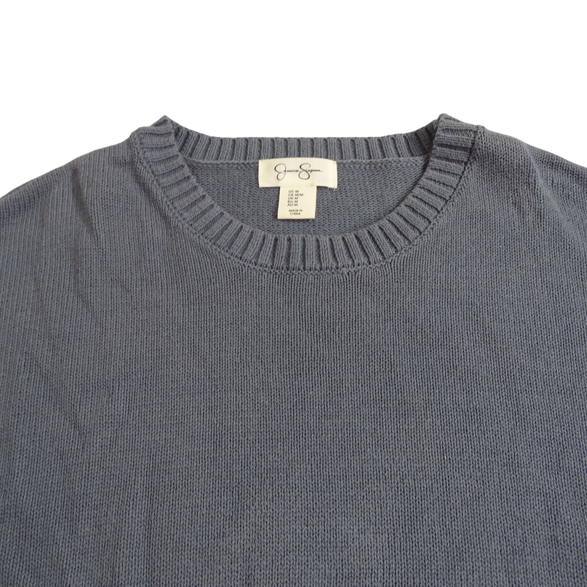 Jessica Simpson Jessica Simpson Women Blue Ribbed Crewneck Sweater Size M Size M / US 6-8 / IT 42-44 - 2 Thumbnail