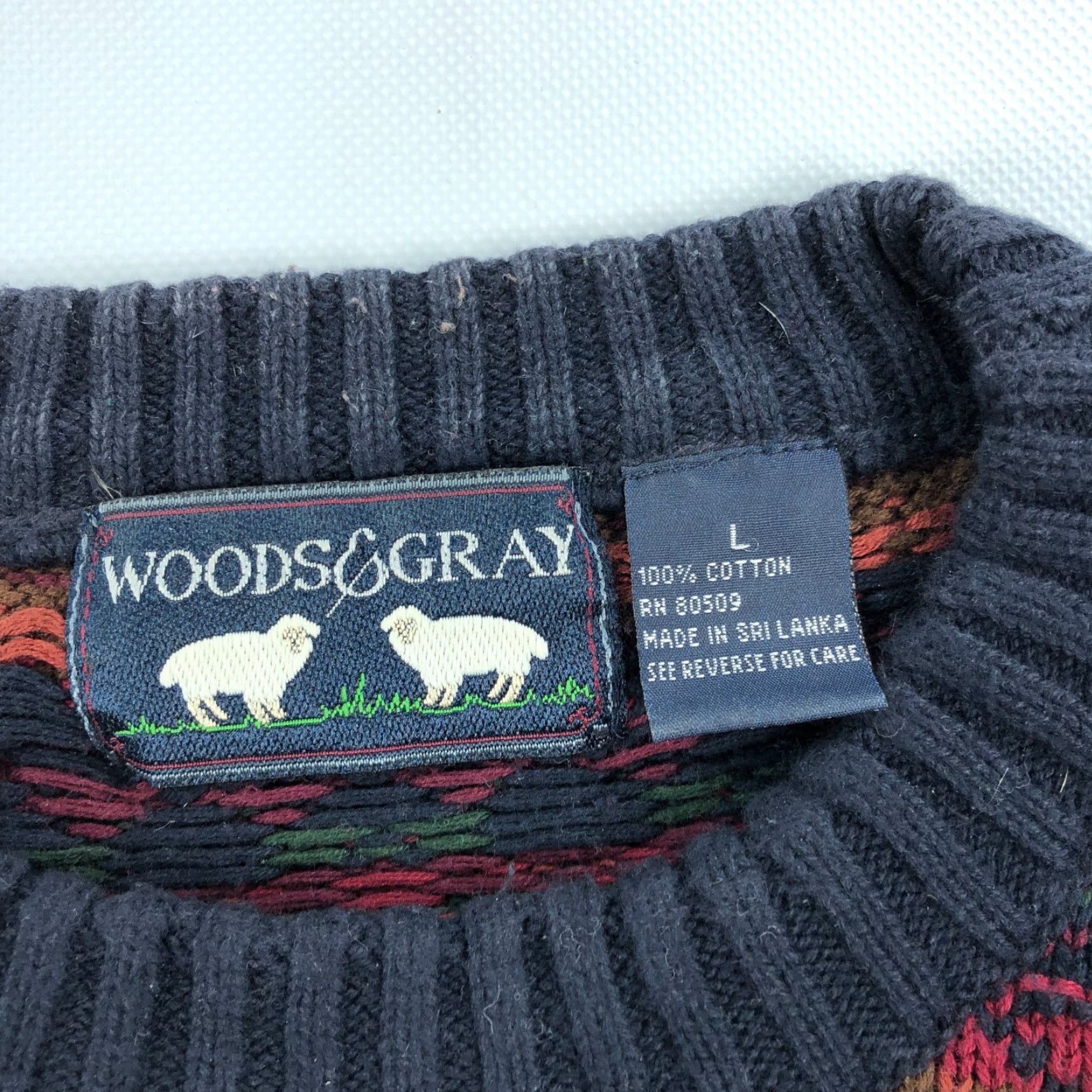 Vintage Woods and Gray Sweater Mens Large Stripe Patterned Vintage Cotton Crew Neck Size US L / EU 52-54 / 3 - 3 Thumbnail