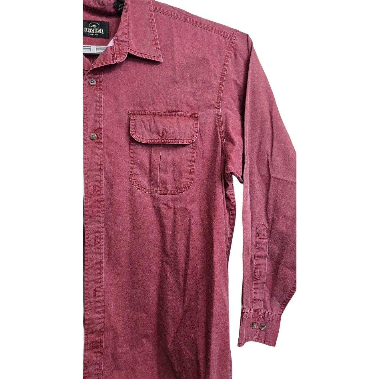 Redhead RedHead Maroon Long Sleeve Button Down Shirt XL Size US XL / EU 56 / 4 - 3 Thumbnail