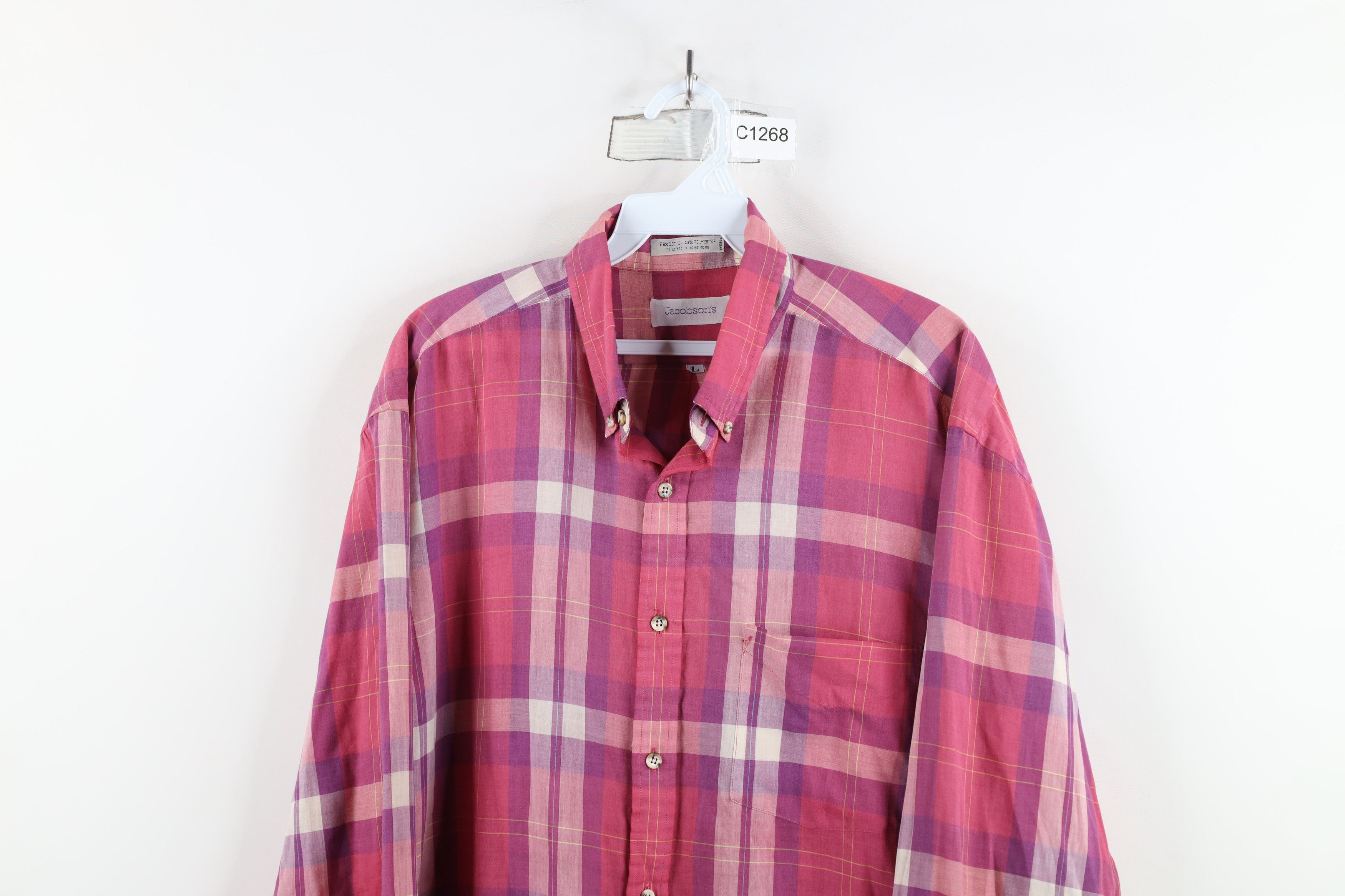 Vintage Vintage 90s Streetwear Thin Collared Button Down Shirt Plaid Size US L / EU 52-54 / 3 - 2 Thumbnail