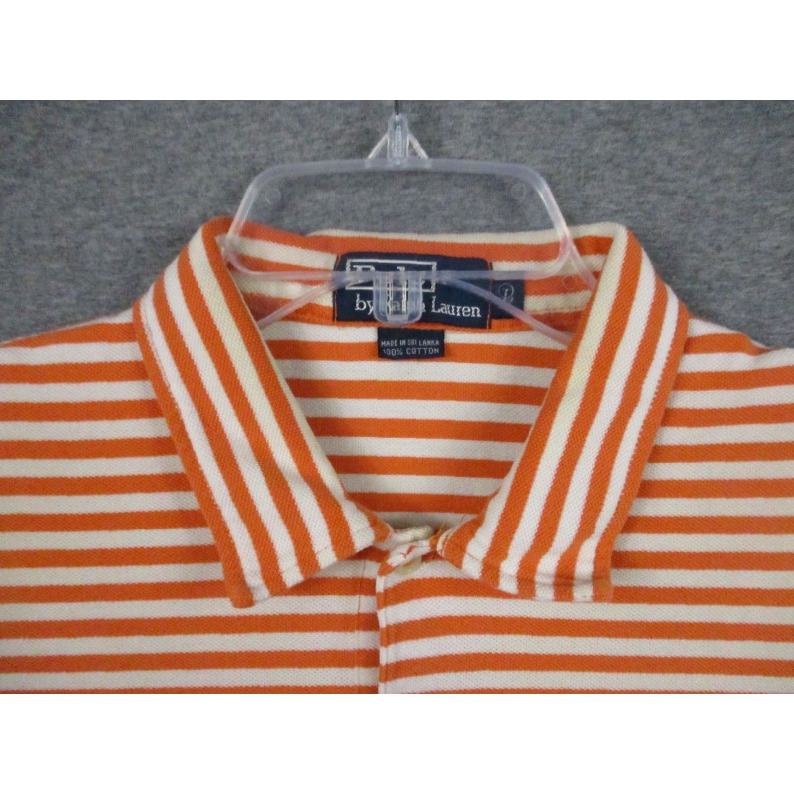 Polo Ralph Lauren Polo Ralph Lauren Shirt Large Mens Orange White Stripe Short Sleeve Blue Pony Size US L / EU 52-54 / 3 - 4 Thumbnail